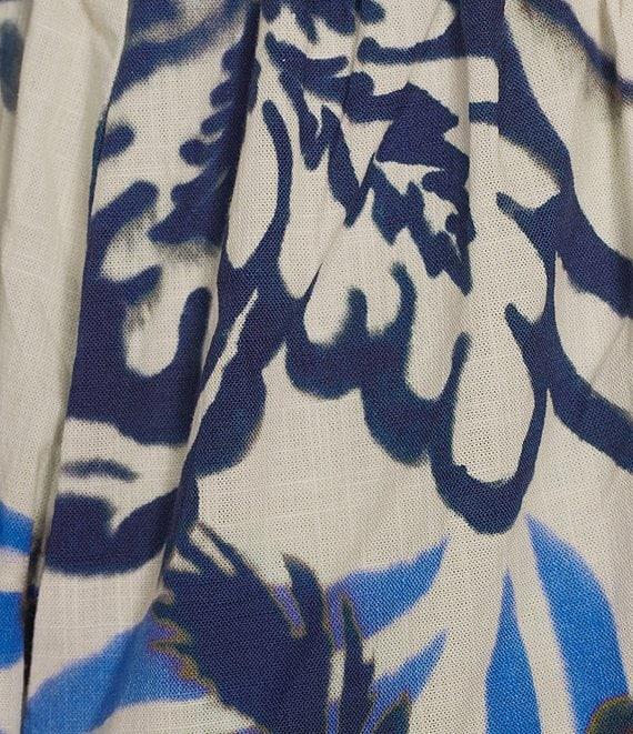 Bryn Walker Bell Isola Azzurra Print Flat Front Elastic Back Balloon Coordinating Pants Product Image