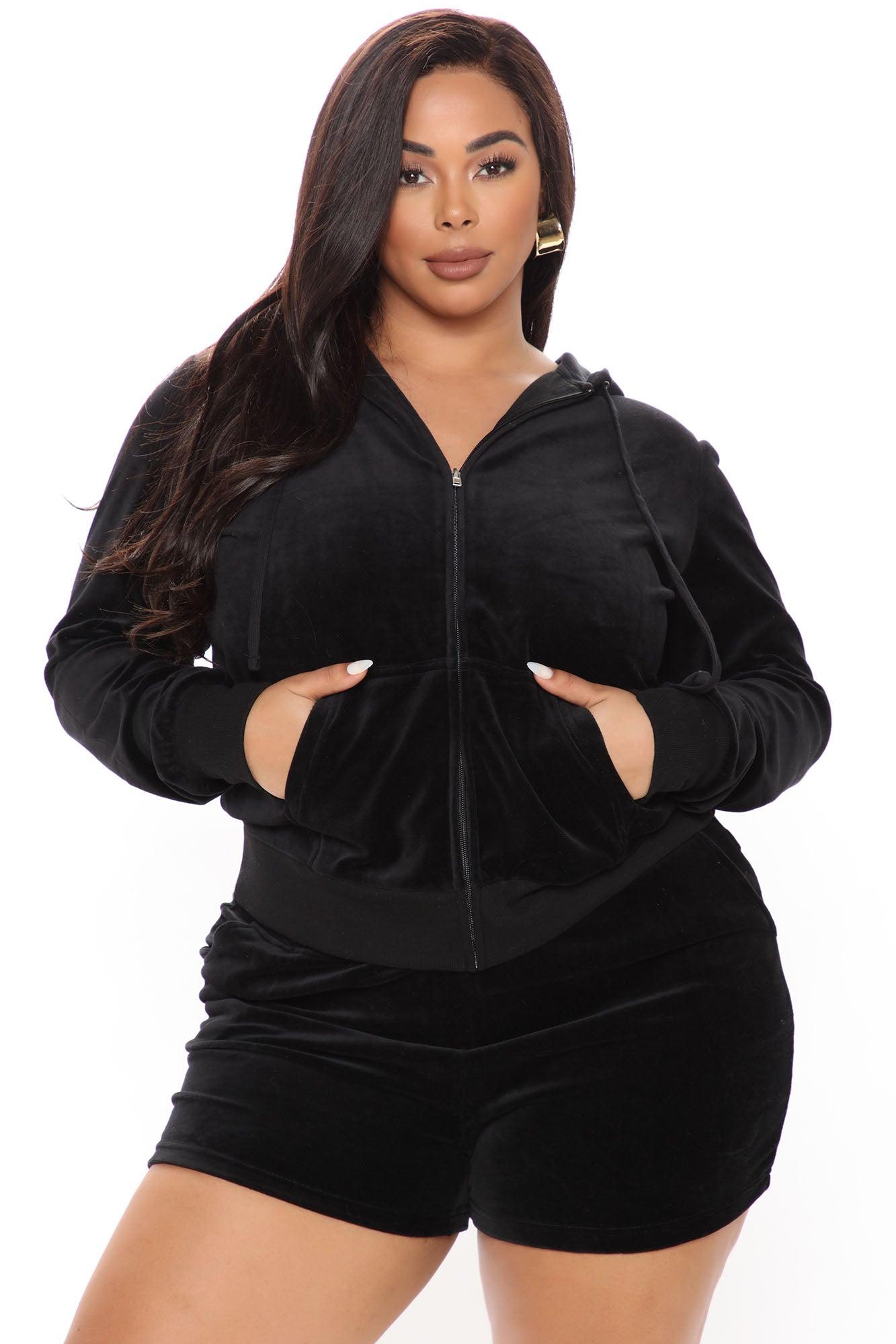 The OG Trendsetter Velour Short Set - Black Product Image