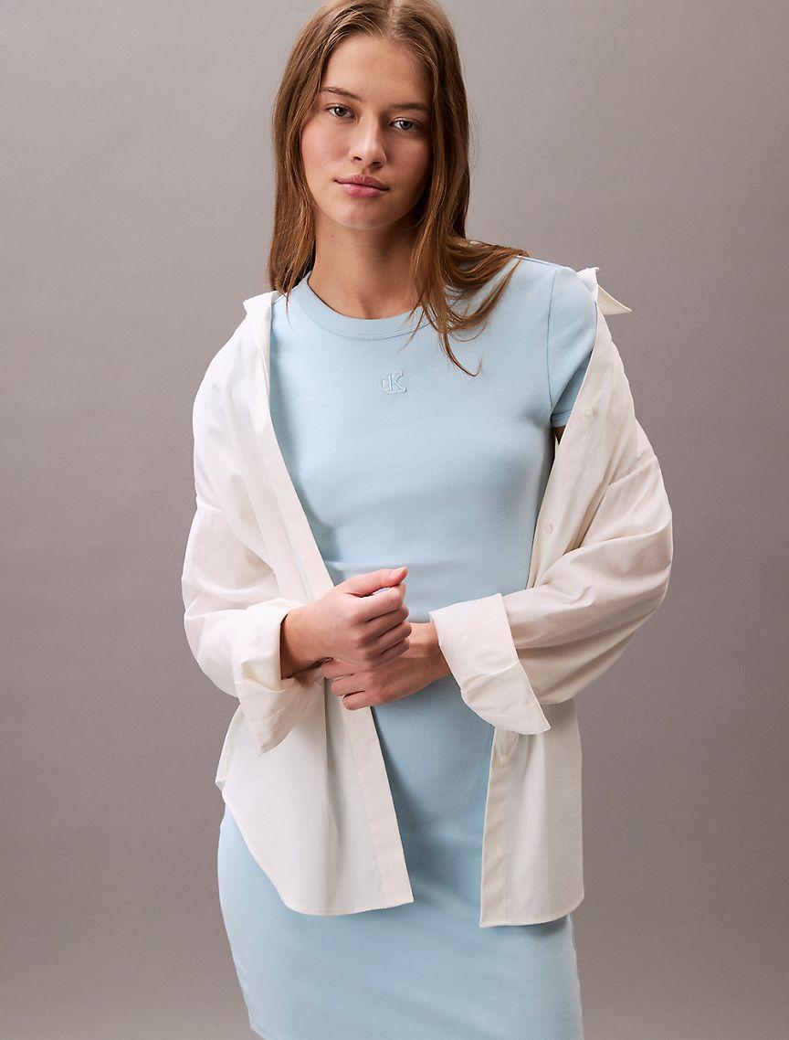 Cotton Contour Rib Monogram Logo Mini Dress Product Image