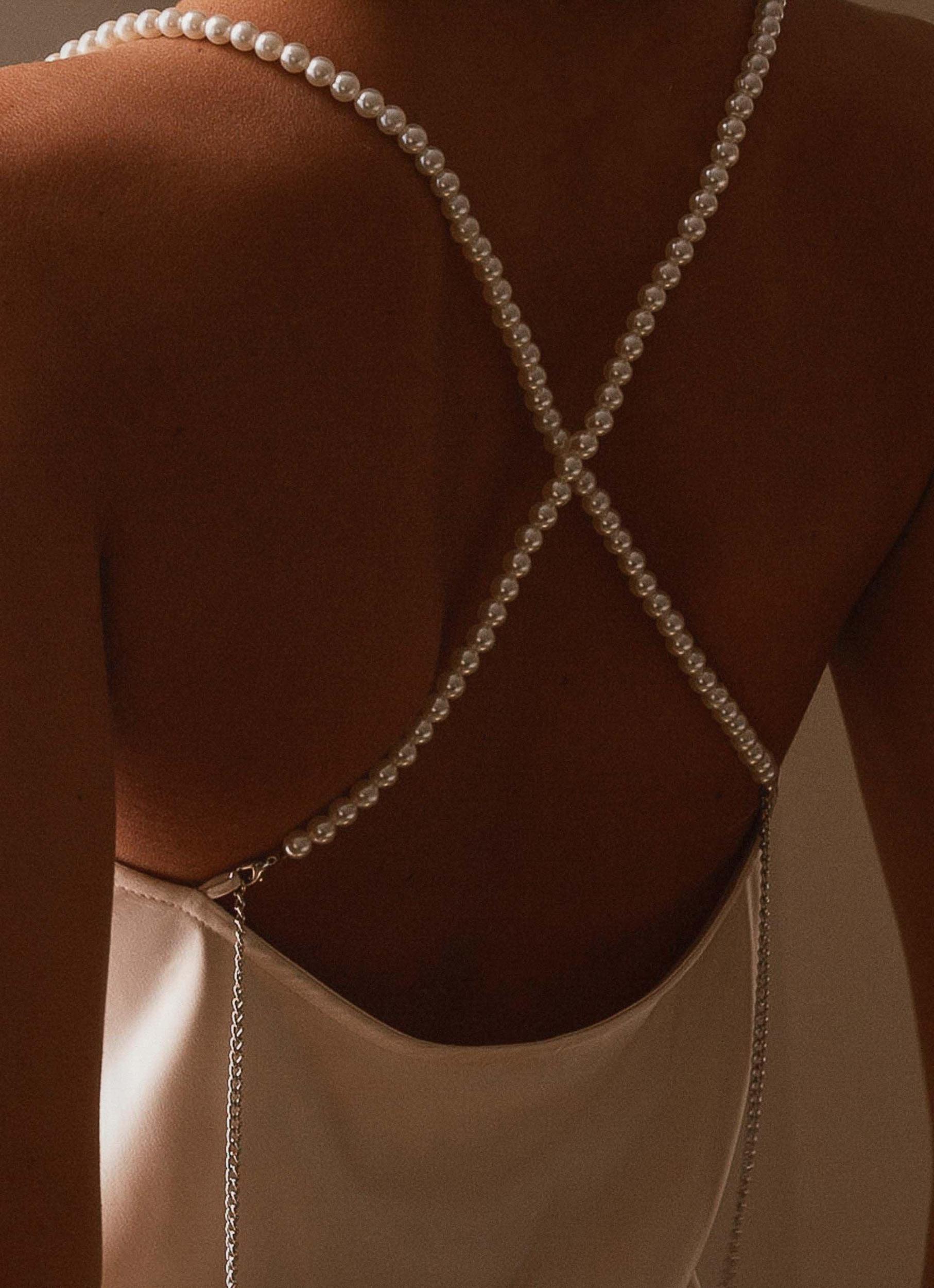 Here We Go Satin Mini Dress - Pearl Product Image