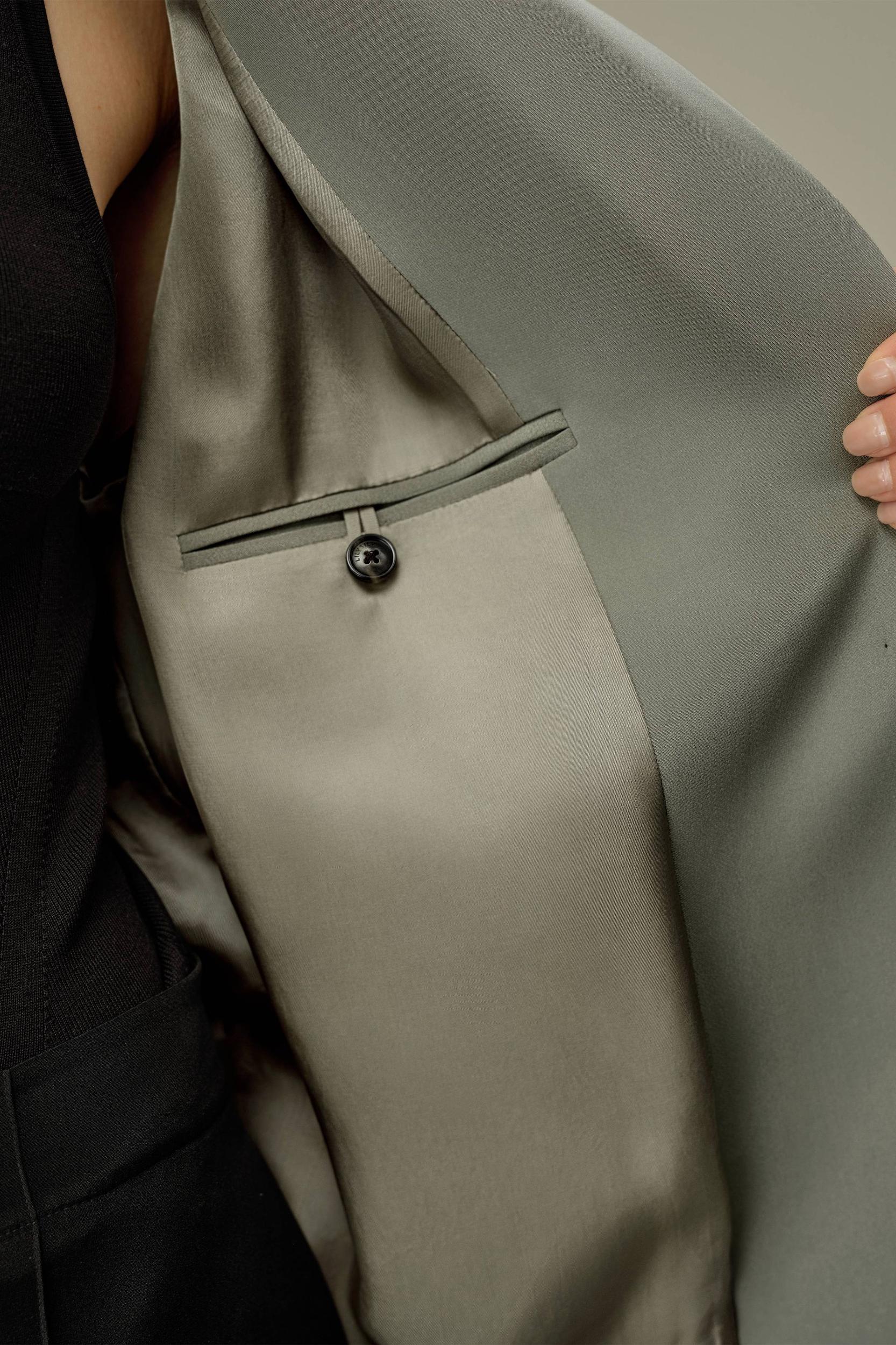 Oversized Padded-Shoulder Silk Blazer Product Image