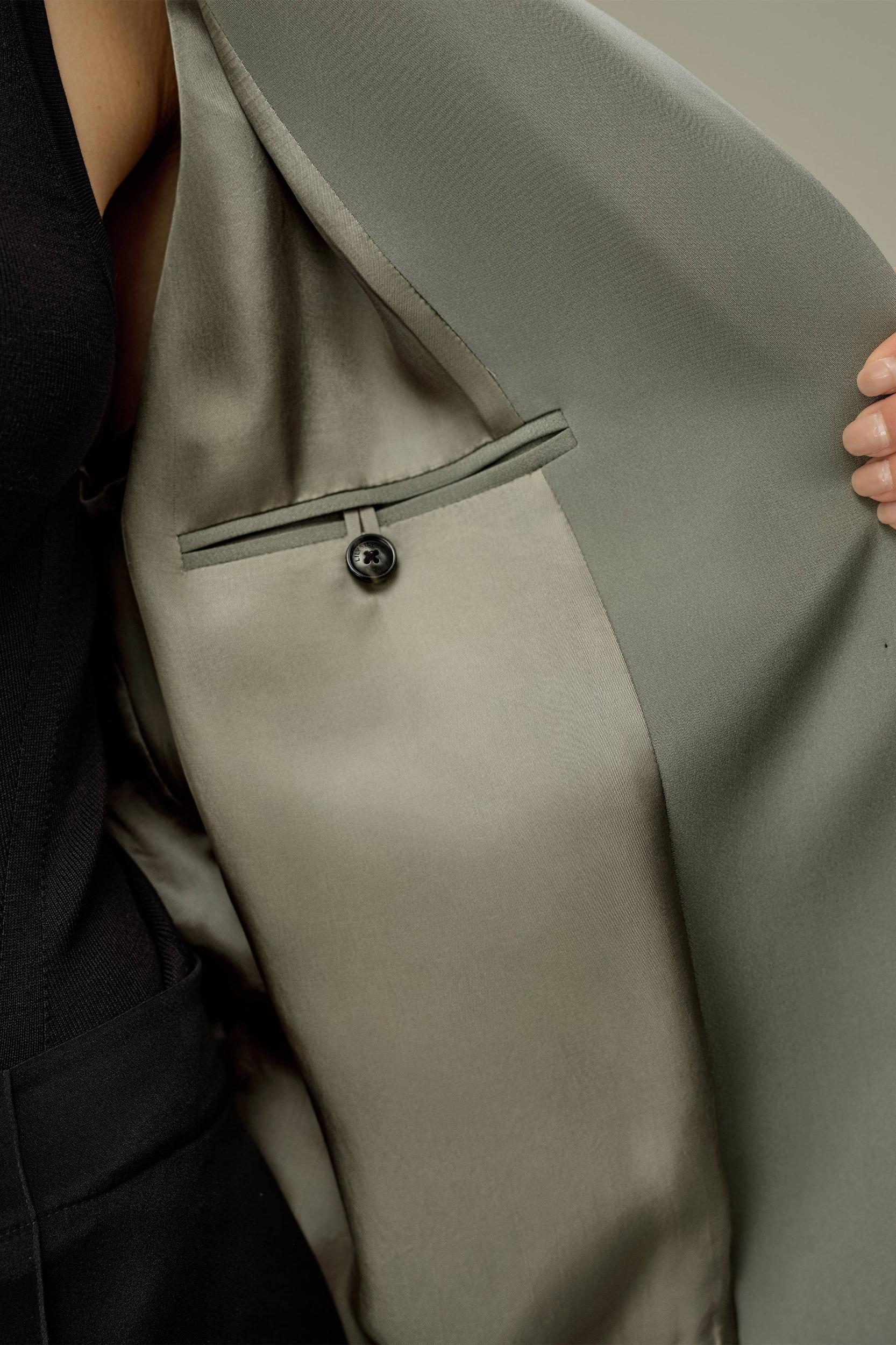 Oversized Padded-Shoulder Silk Blazer Product Image