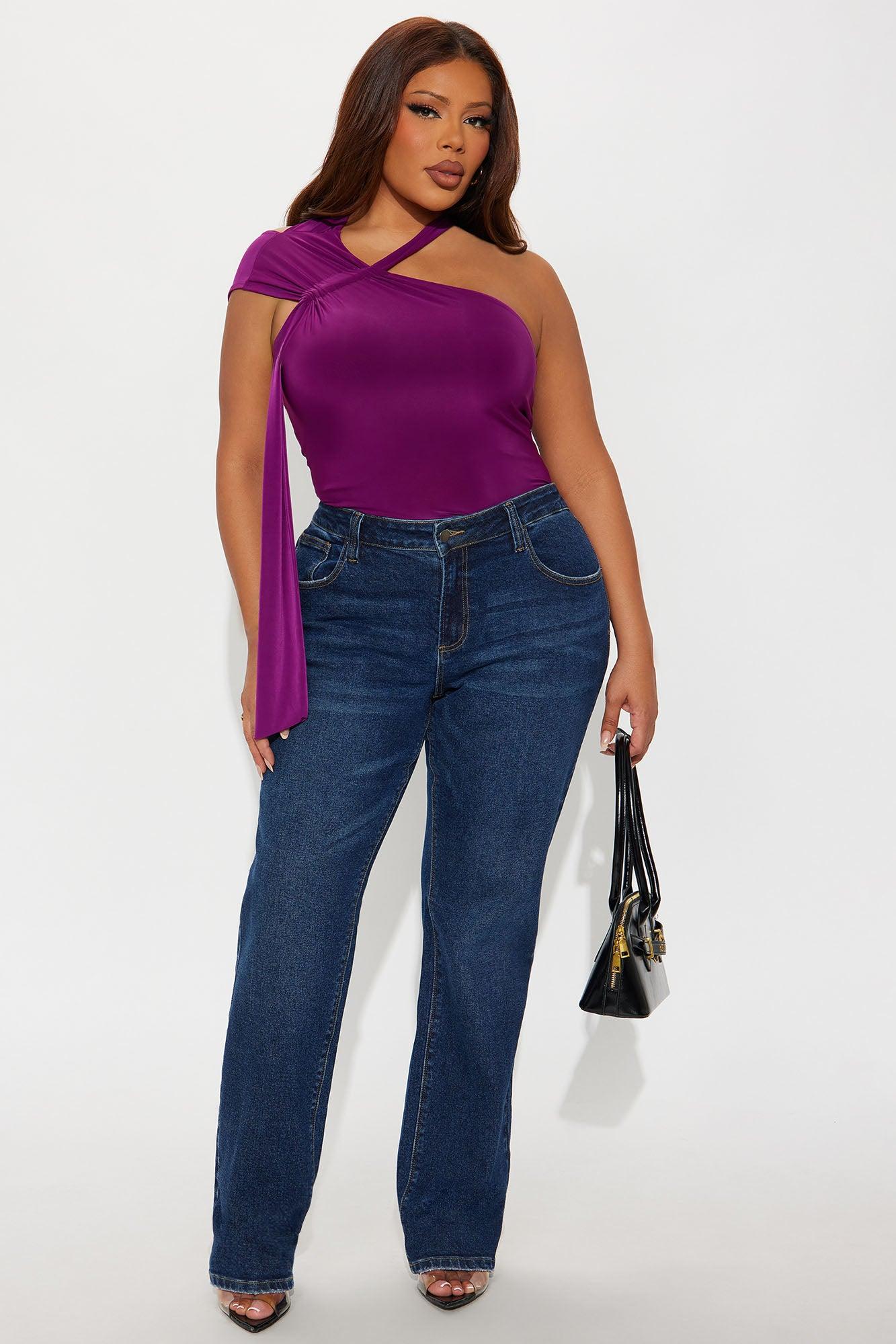 Belladonna Ruched High Neck Bodysuit - Plum Female Product Image