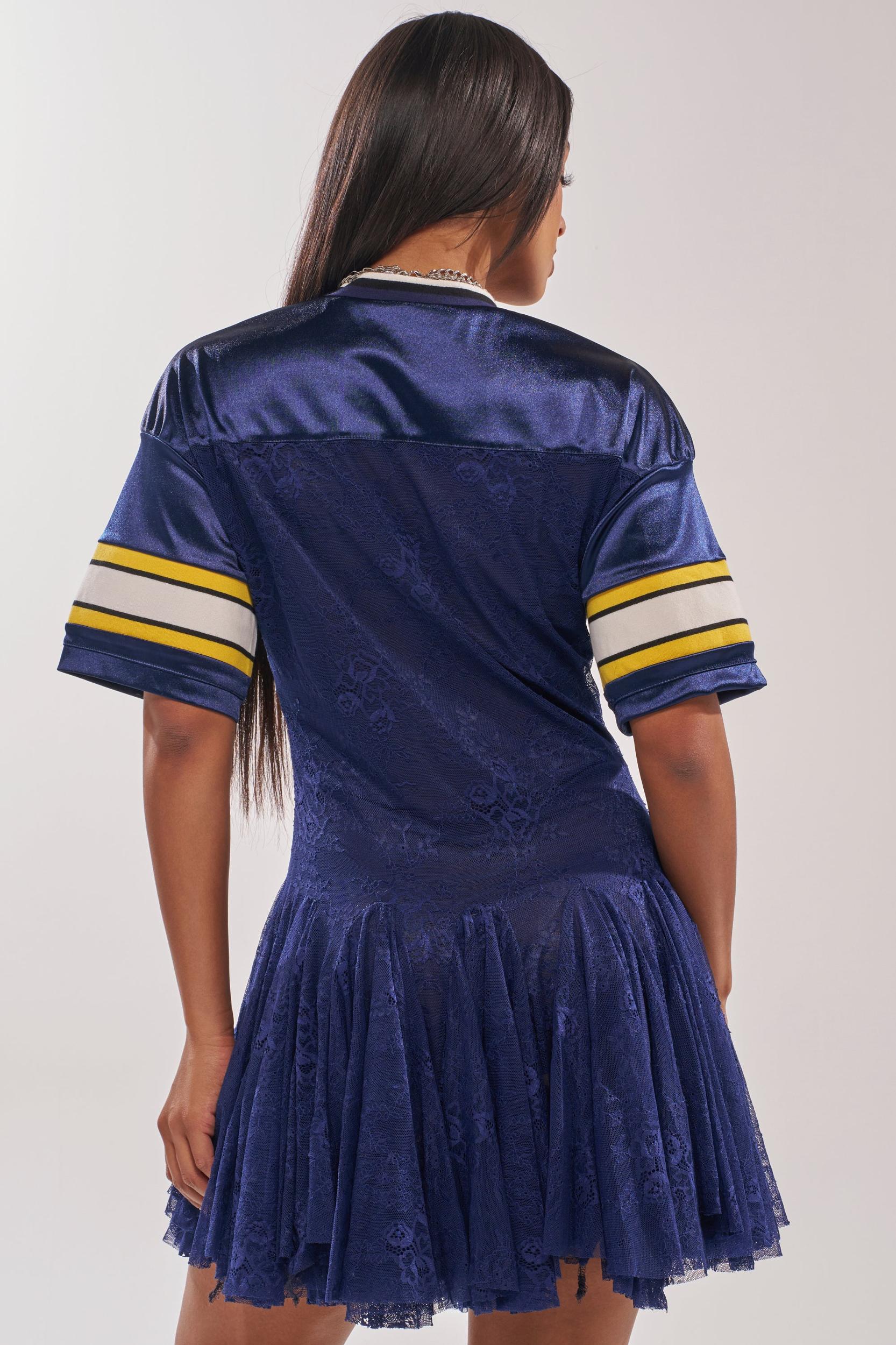 VARSITY BLUES LACE MINI DRESS Product Image