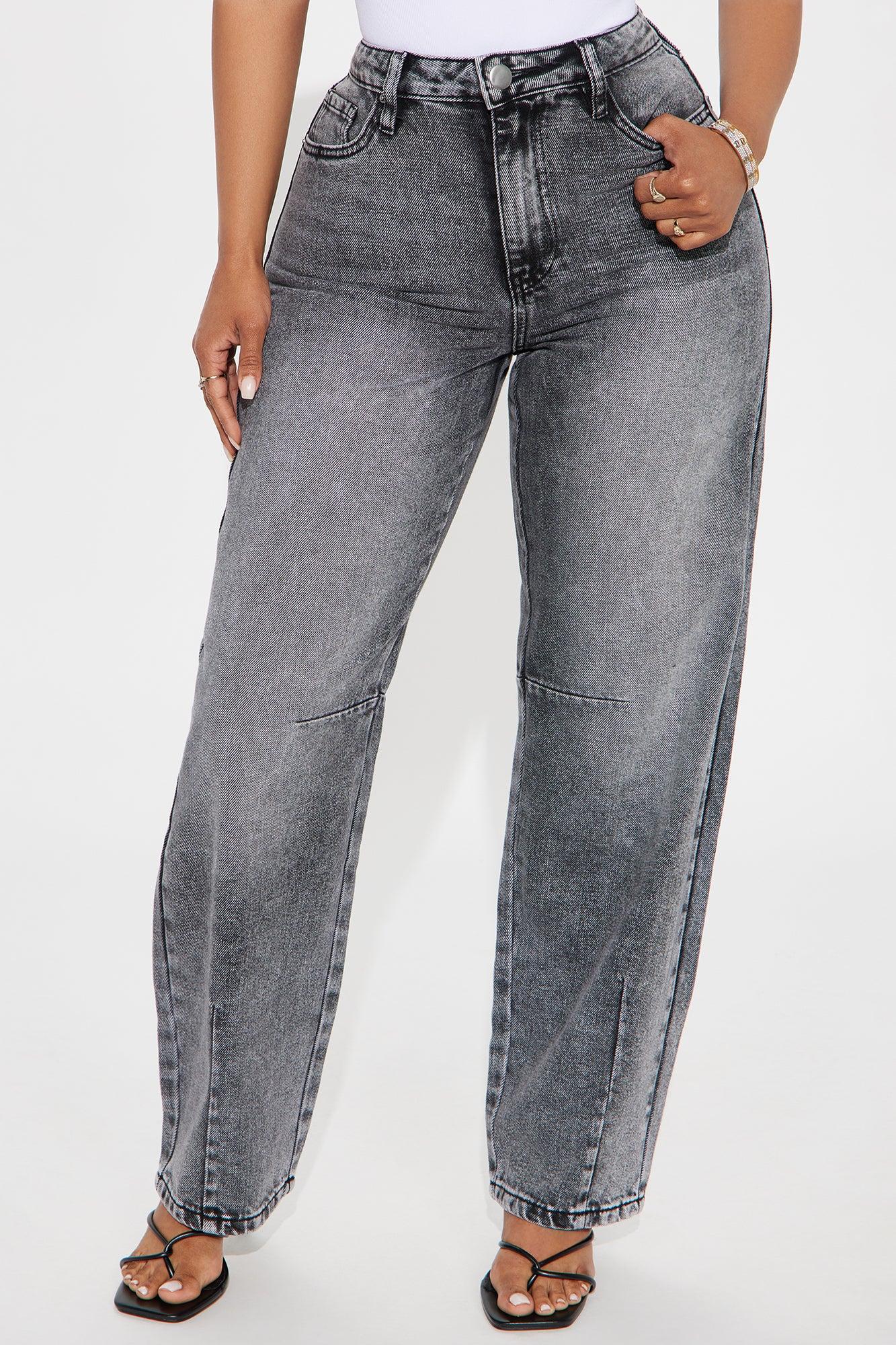 Babette Baggy Barrel Leg Jeans - Grey Product Image