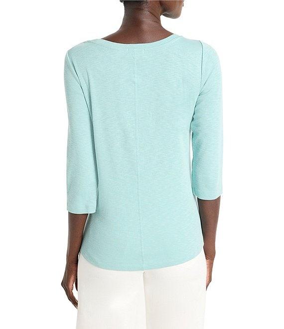 NIC + ZOE Knit Boat Neck 3/4 Sleeve Tee Product Image