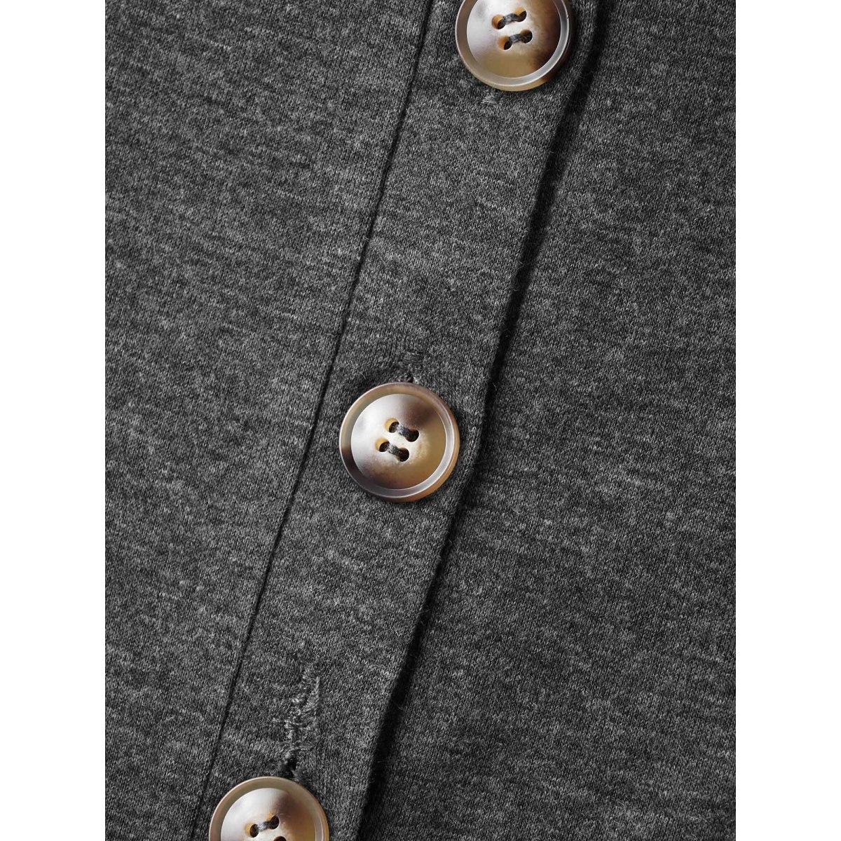 Plus Size Button Detail Ruffled Hem Babydoll T-Shirt DimGray Women Gathered Round Neck Everyday-Casual T-shirts BloomChic 28/5X Product Image