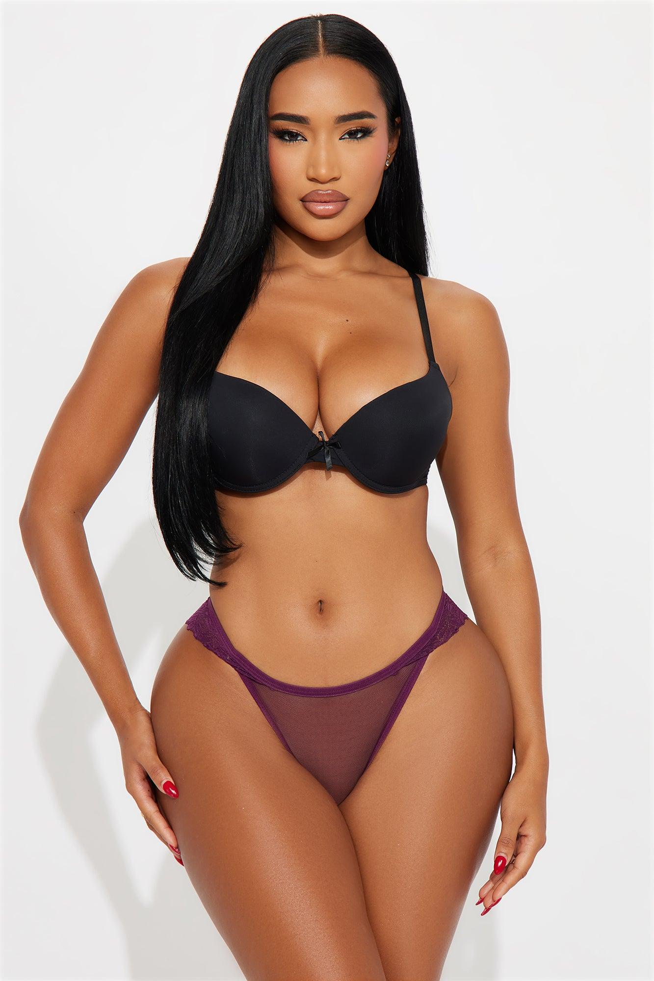 Emma Lace Crotchless Bikini Panty - Eggplant Female Product Image