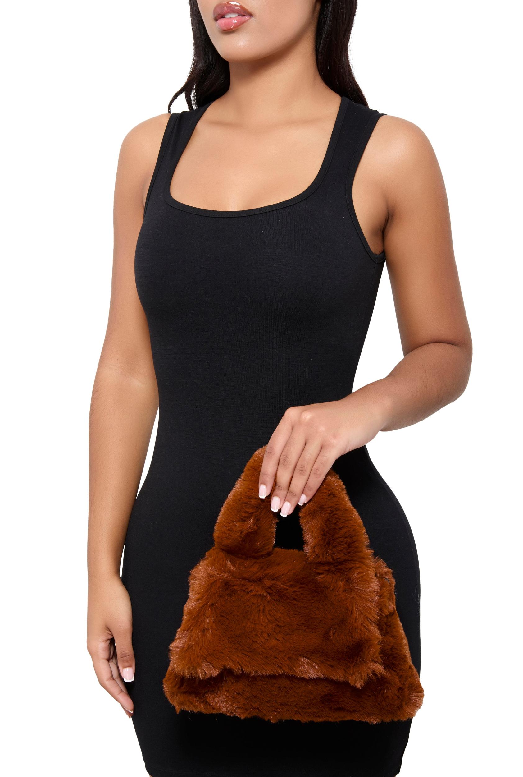 Womens Faux Fur Convertible Handbag Product Image