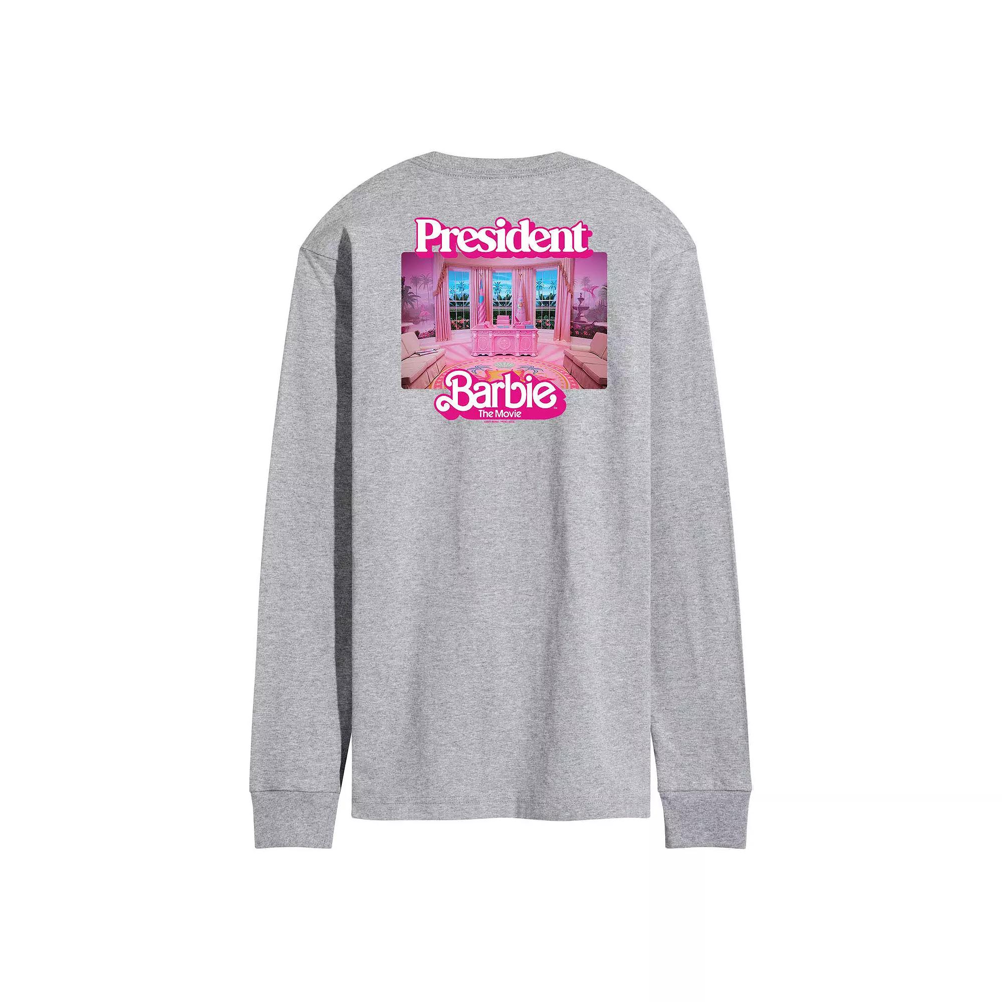 Men's Barbie™ The Movie President Barbie Long Sleeve Graphic Tee,  Product Image