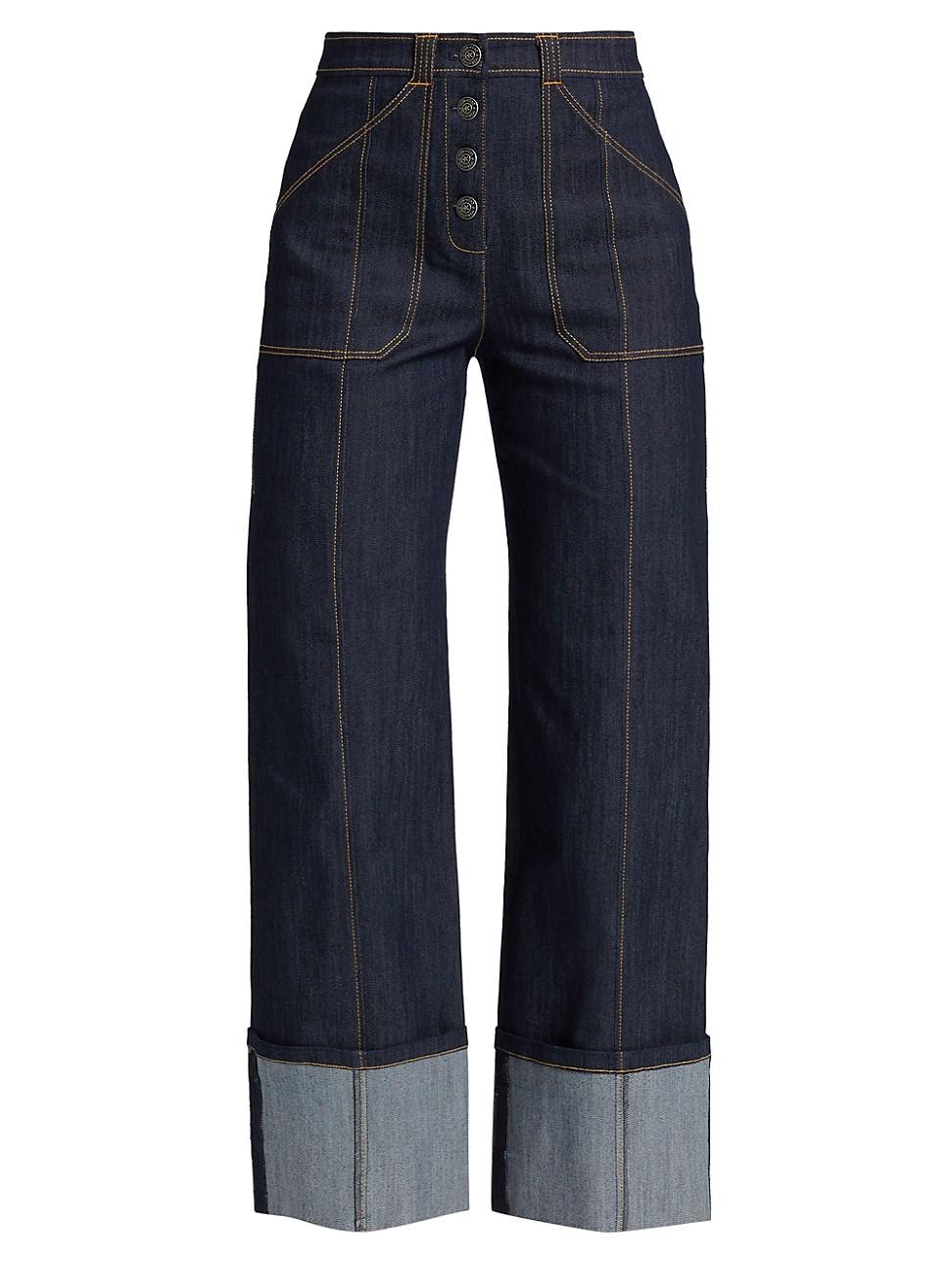 Womens Benji Cuffed Wide-Leg Jeans Product Image