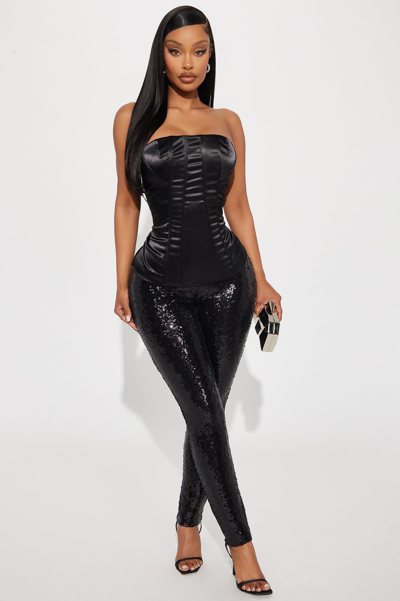 Hold Me Close By Satin Corset Top - Black Product Image