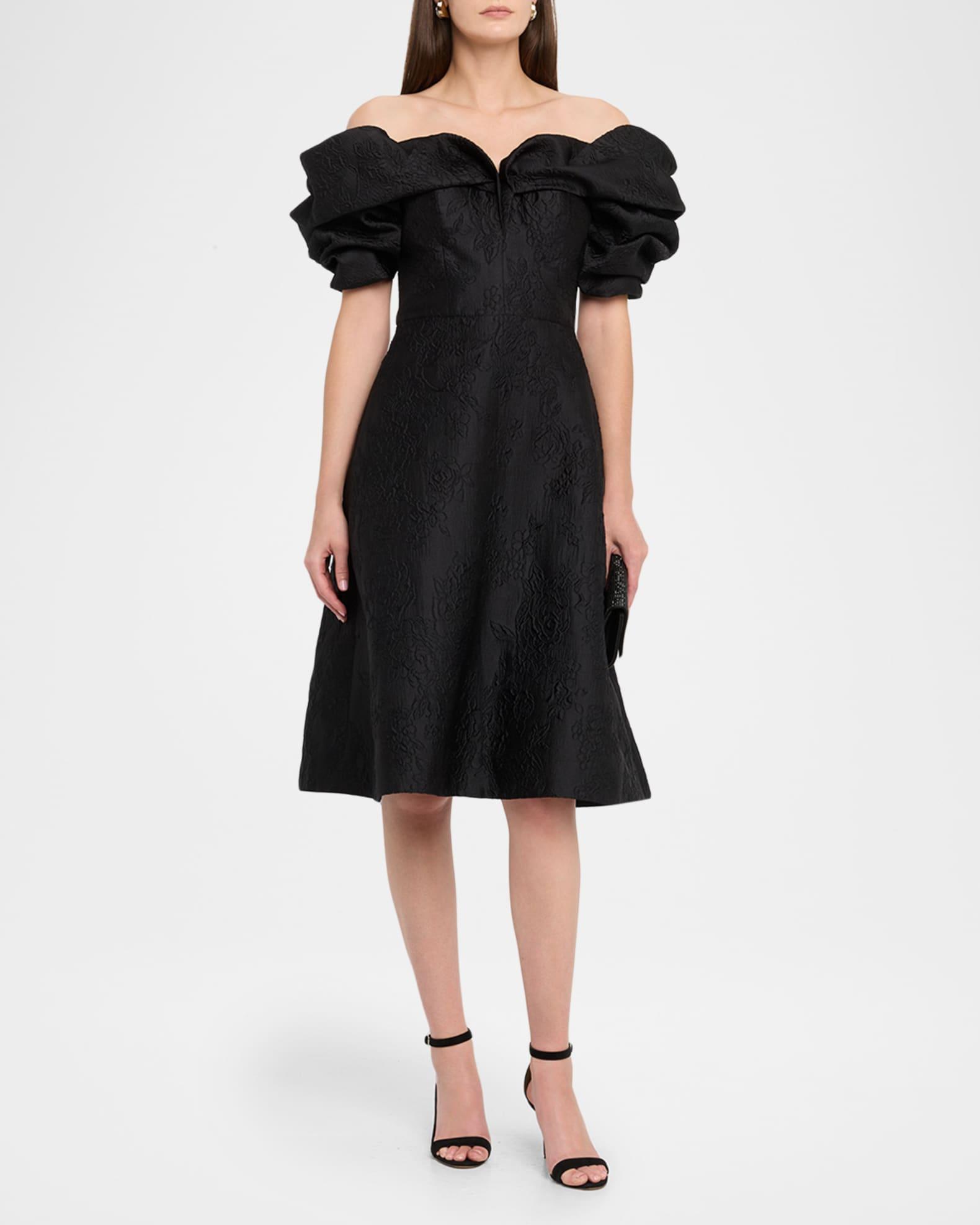 Off-Shoulder Floral Jacquard Dress Product Image