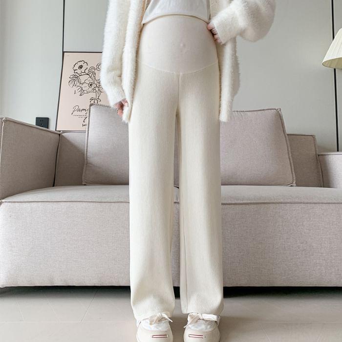 Maternity High Waist Plain Wide Leg Pants Product Image