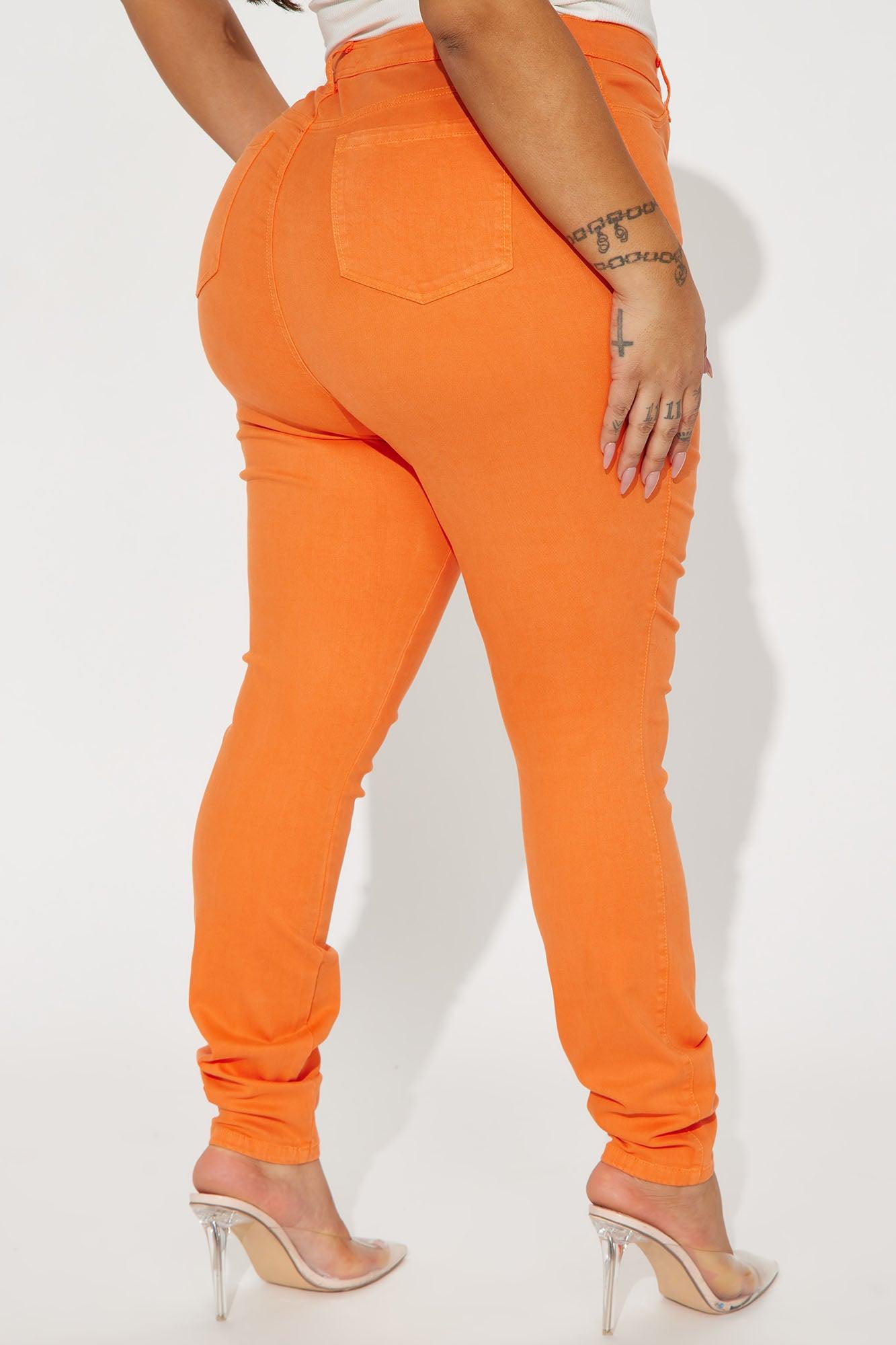 Classic Color High Waist Skinny Jeans - Orange Product Image