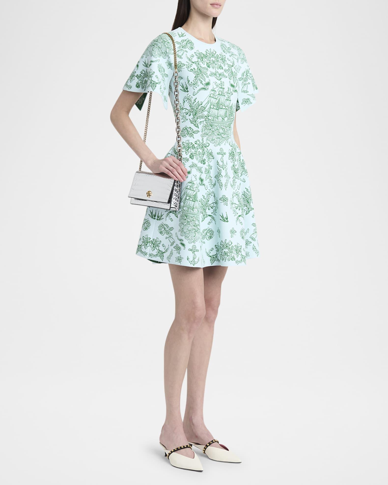 Skull Metallic Croc-Embossed Leather Shoulder Bag Product Image