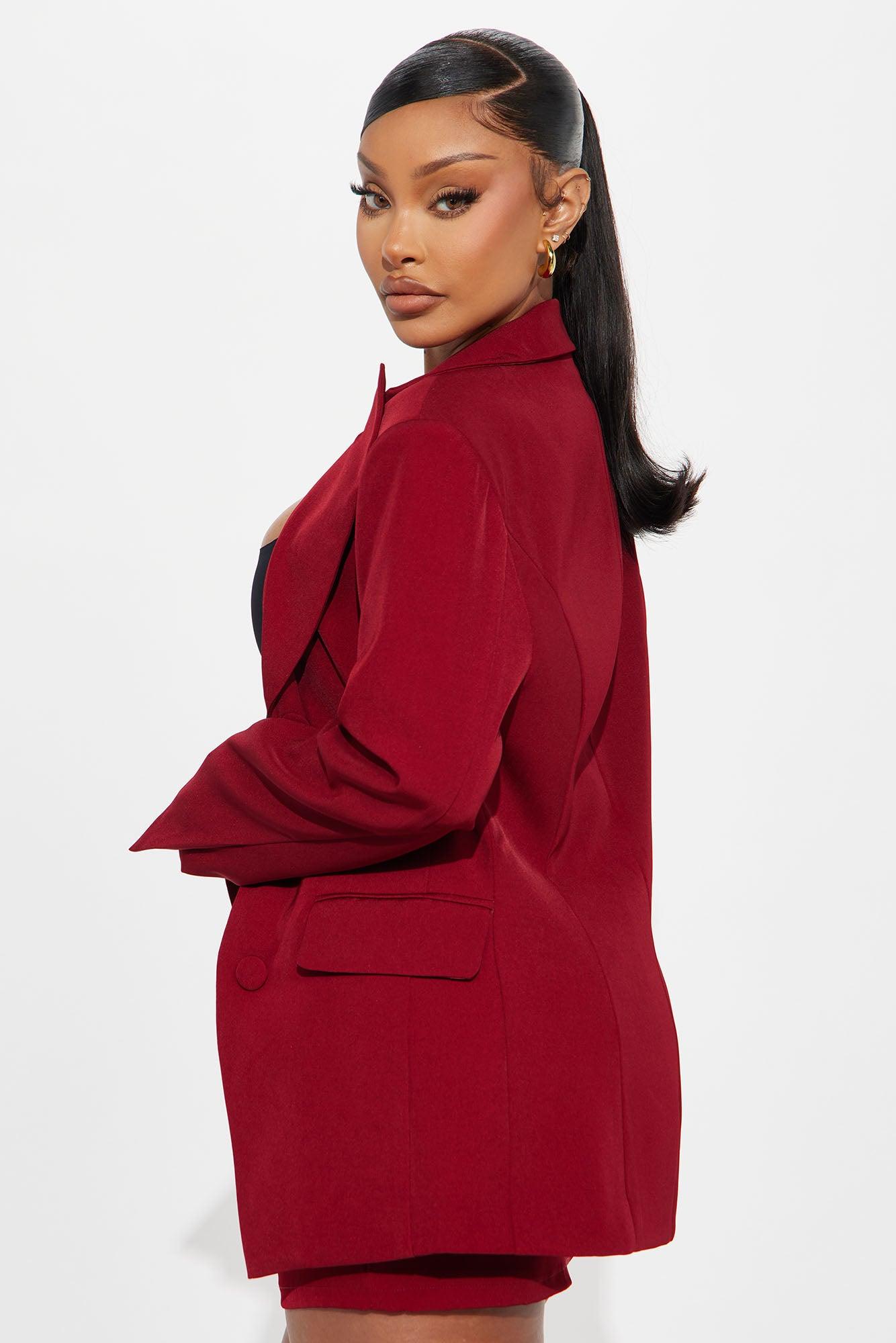 Business Time Blazer Skirt Set - Red Product Image