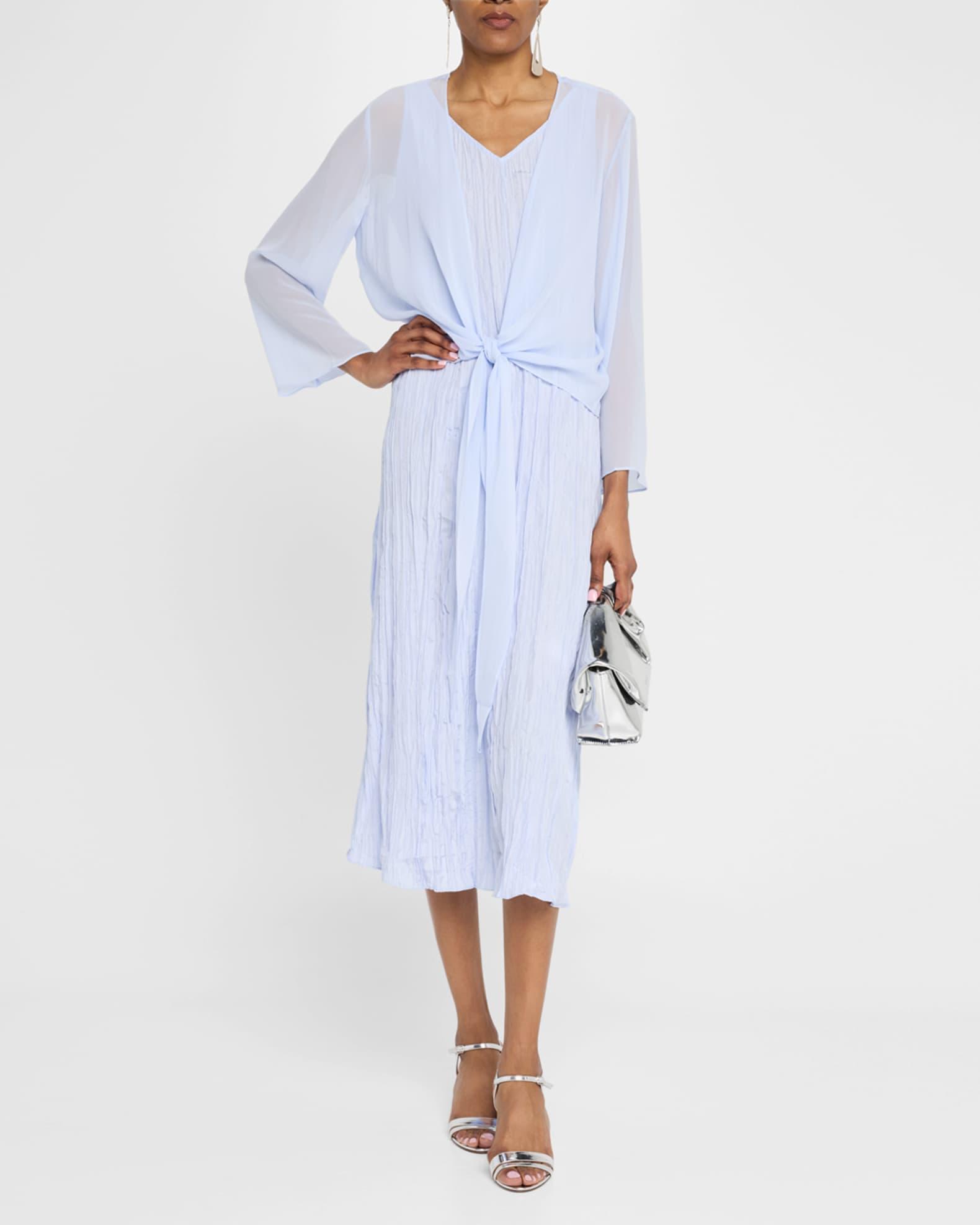 Sleeveless Crinkled Silk Midi Dress Product Image