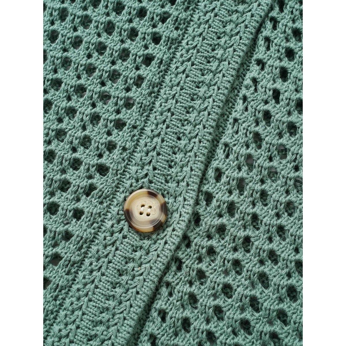 Plus Size Cotton Texture Cut Out Bell Sleeve Cardigan Greenbean Women Casual Loose Long Sleeve Everyday Cardigans BloomChic 10/M Product Image