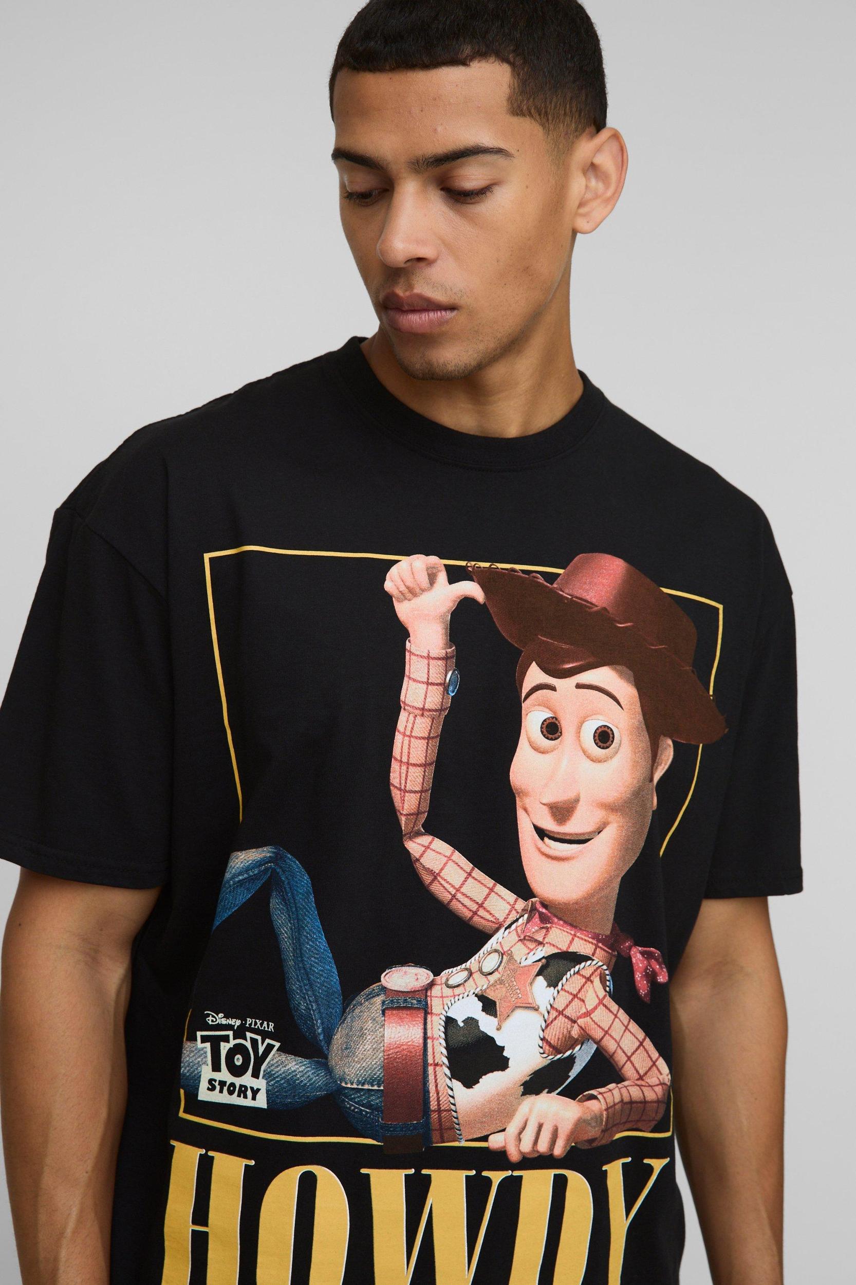 Black Oversized Disney Toy Story License T-Shirt | boohooMAN USA Product Image