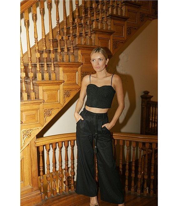 Antonio Melani x Style by Simkins Coordinating Sarah Linen Blend Rope Applique Sweetheart Neck Sleeveless Top Product Image