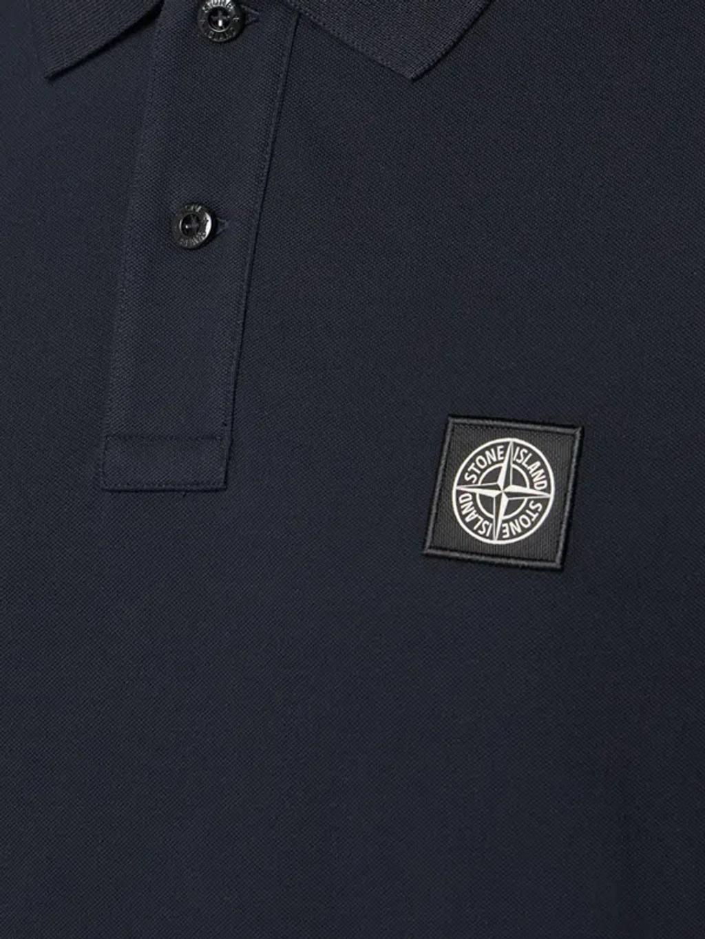 STONE ISLAND Mens Black Brand-patch Regular-fit Stretch-cotton Polo Shirt Xl Product Image
