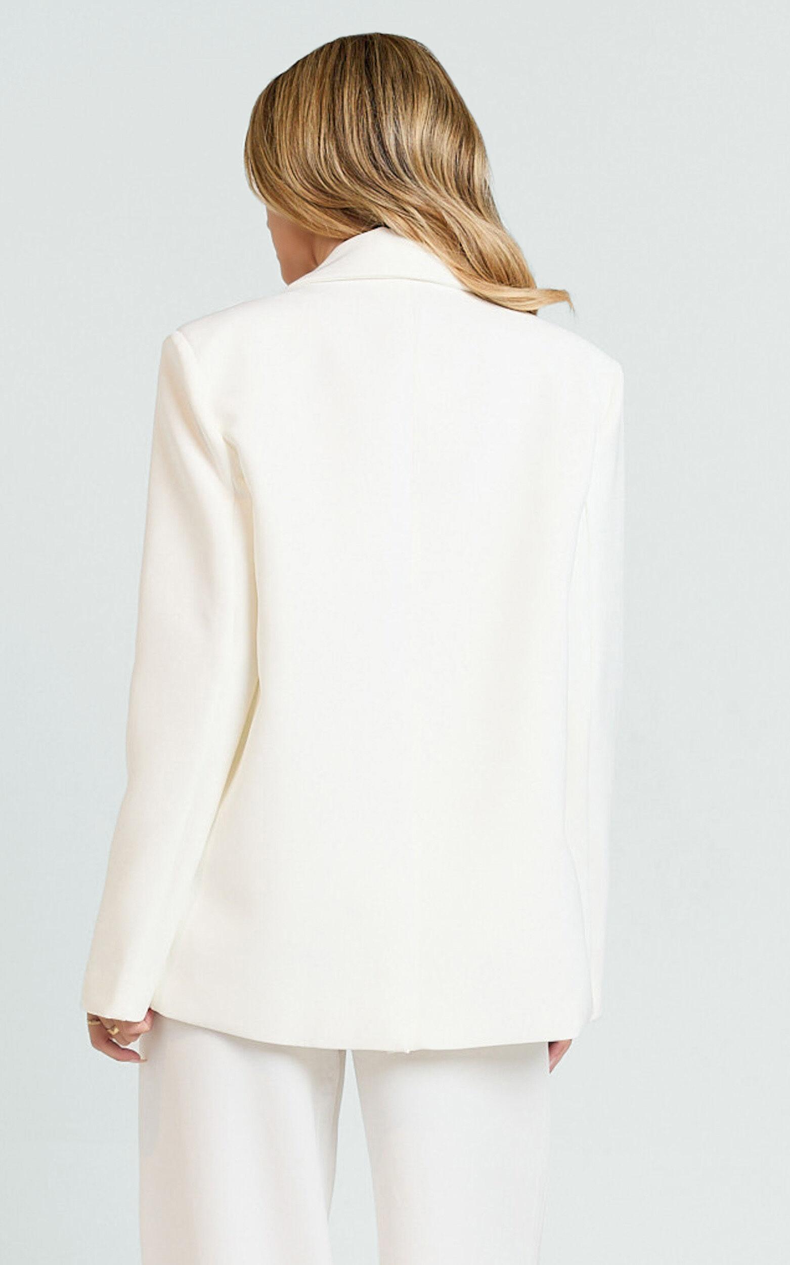 Selena Blazer - Boxy Single Breasted Blazer in Cream Product Image