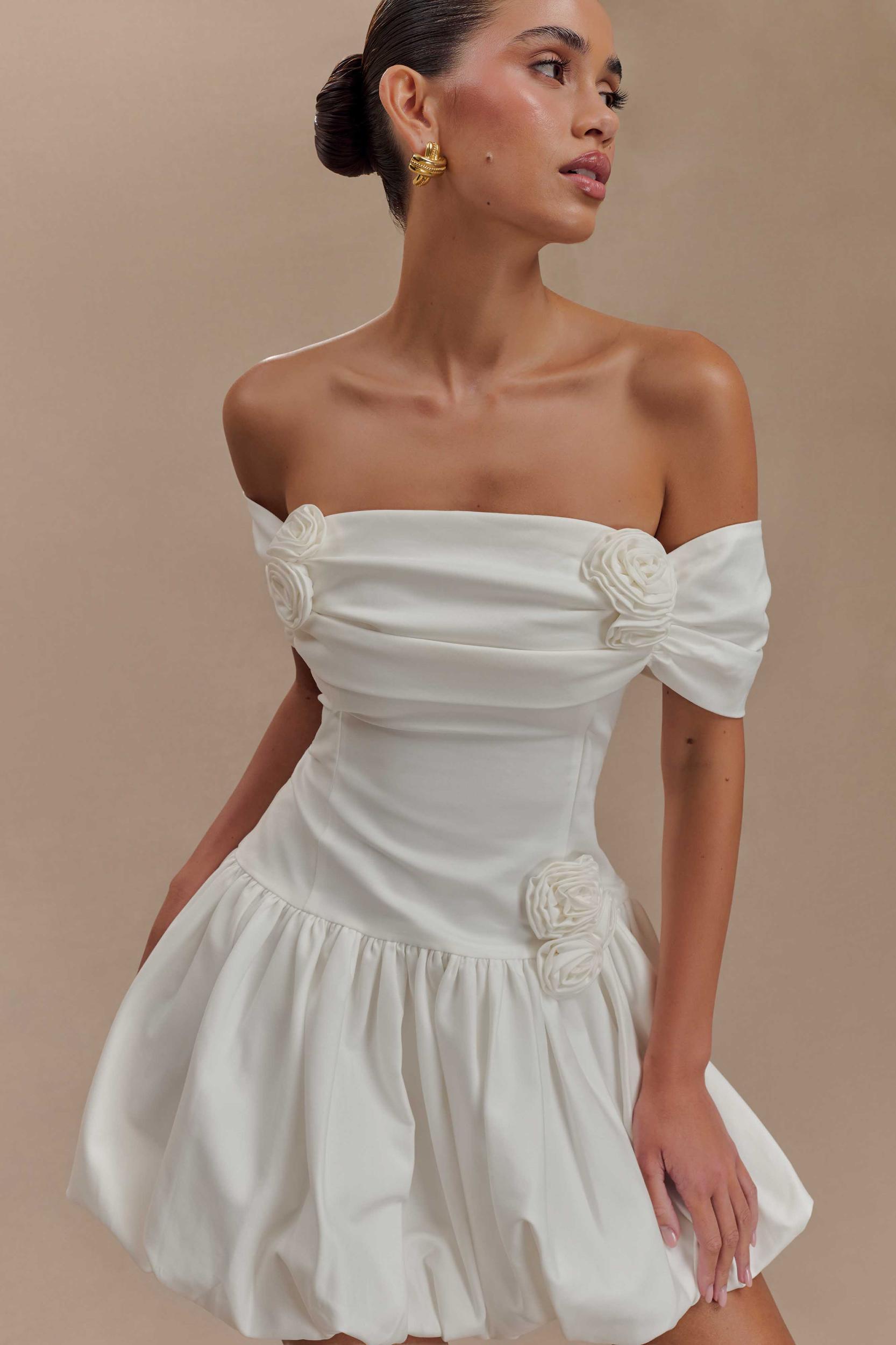 Giovanna Off Shoulder Mini Dress - White Product Image