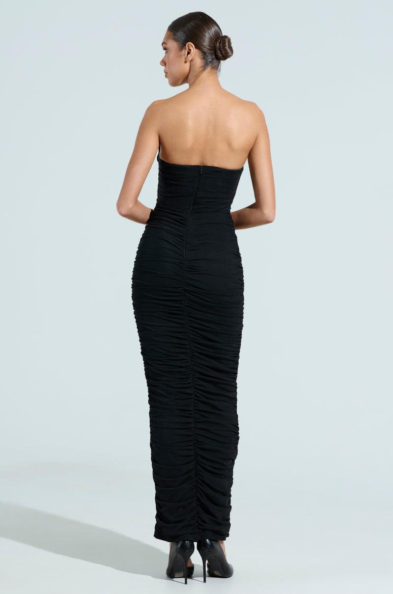 EFFORTLESS GLAM RUCHED MESH MAXI DRESS Product Image