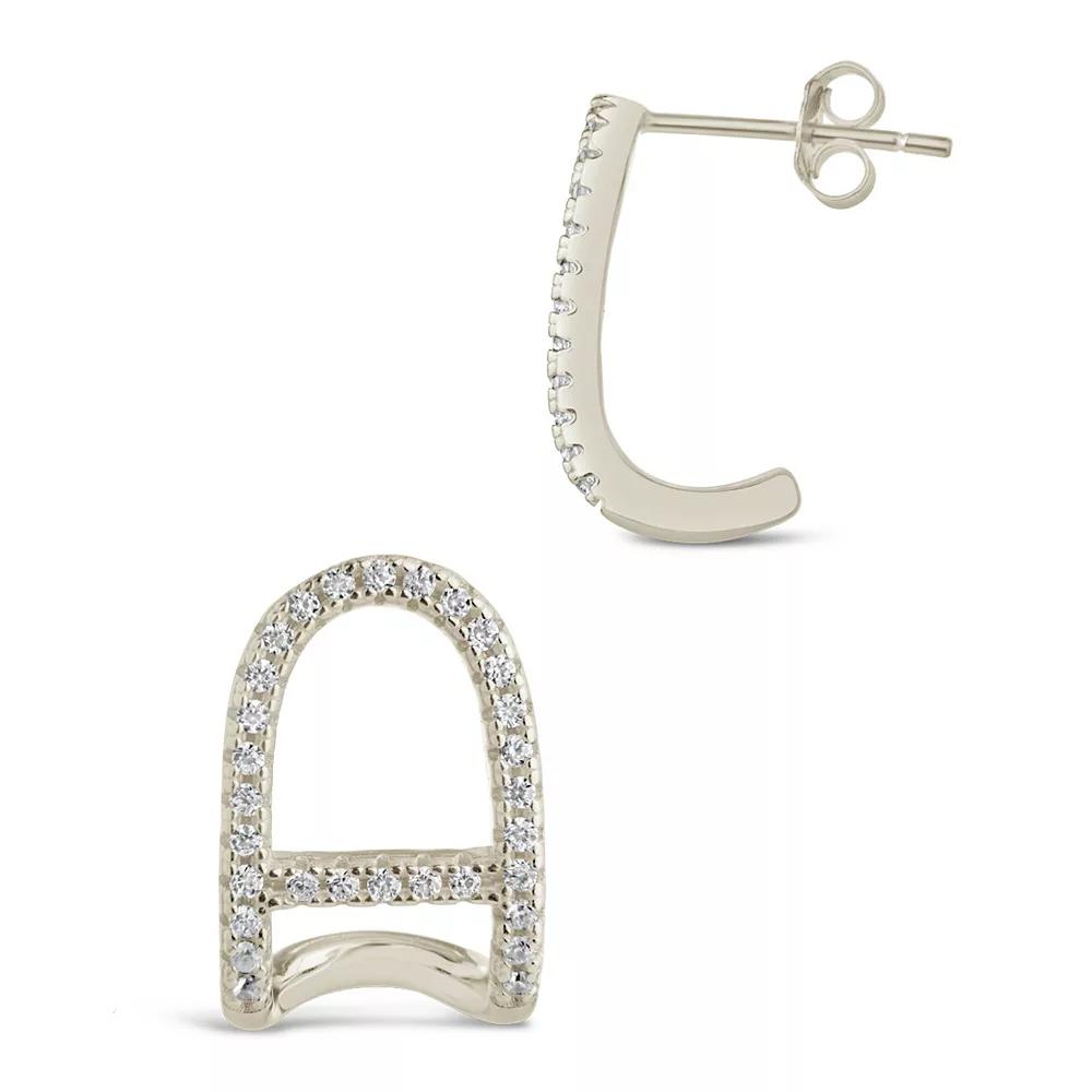 MC Collective Sterling Silver Ezra Cubic Zirconia Chain Suspender Stud Earrings, Women's, Silver Tone Product Image