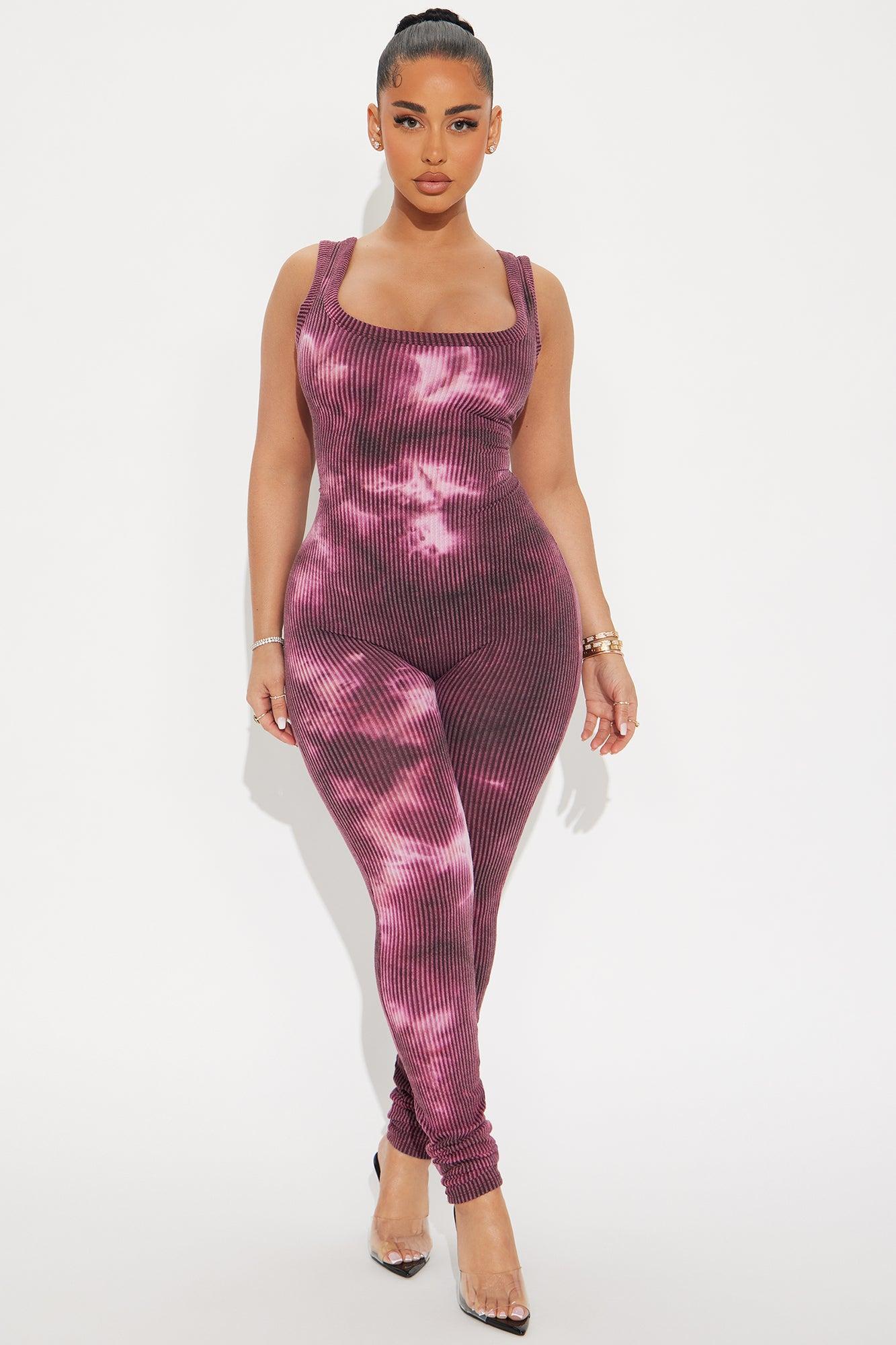 Thinking It Over Tie Dye Jumpsuit Set - Purple/combo Product Image