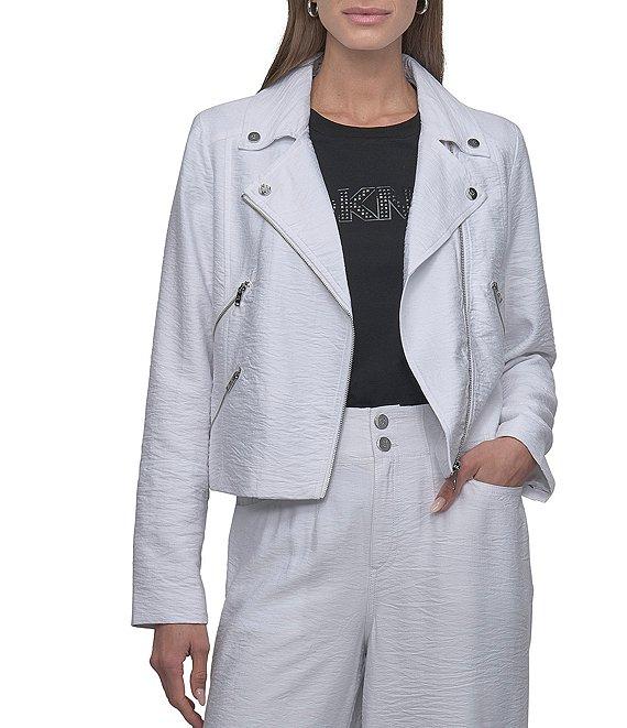 DKNY by Donna Karan Notch Lapel Crinkle Moto Jacket Product Image