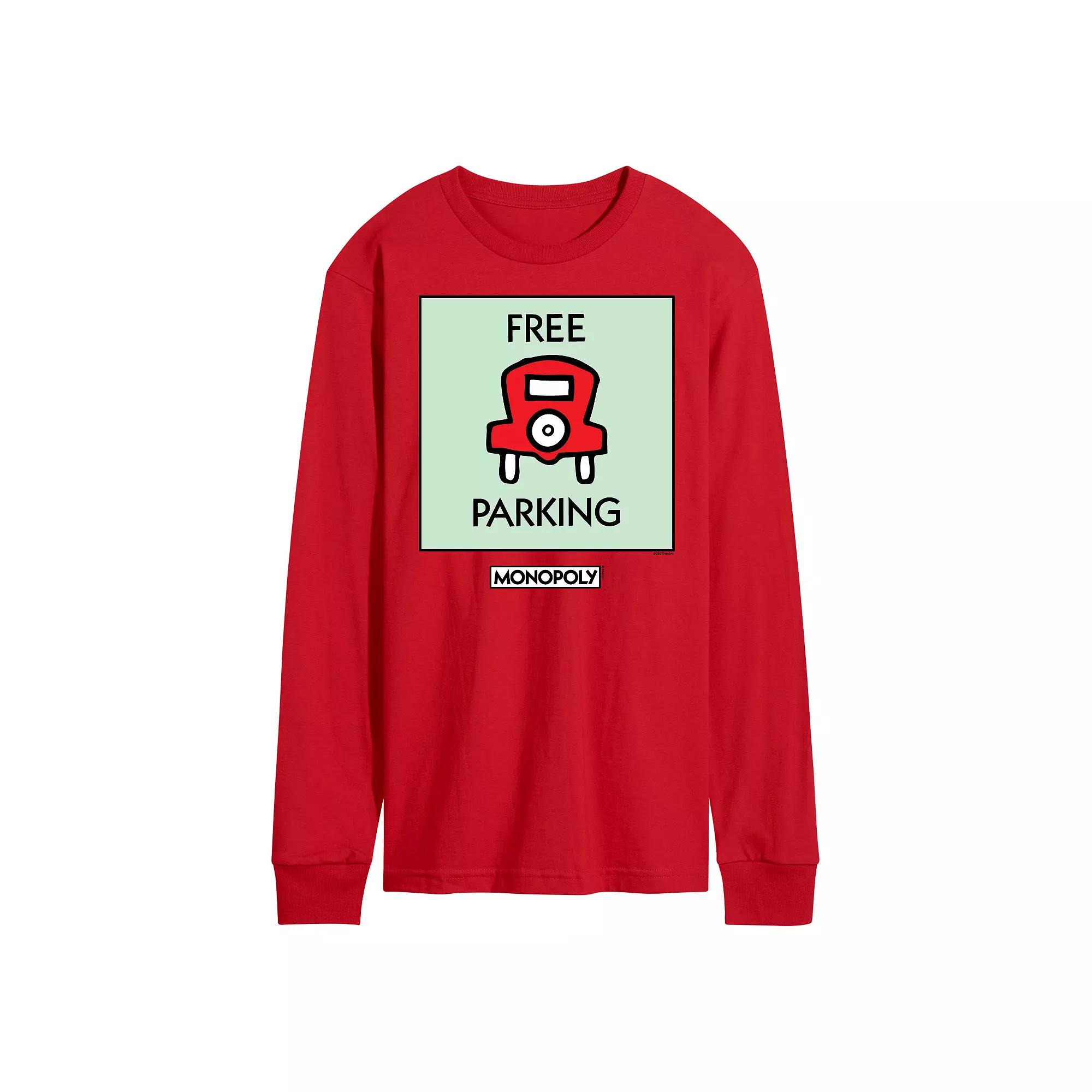 Men's Monopoly Free Parking Long Sleeve Graphic Tee,  Product Image
