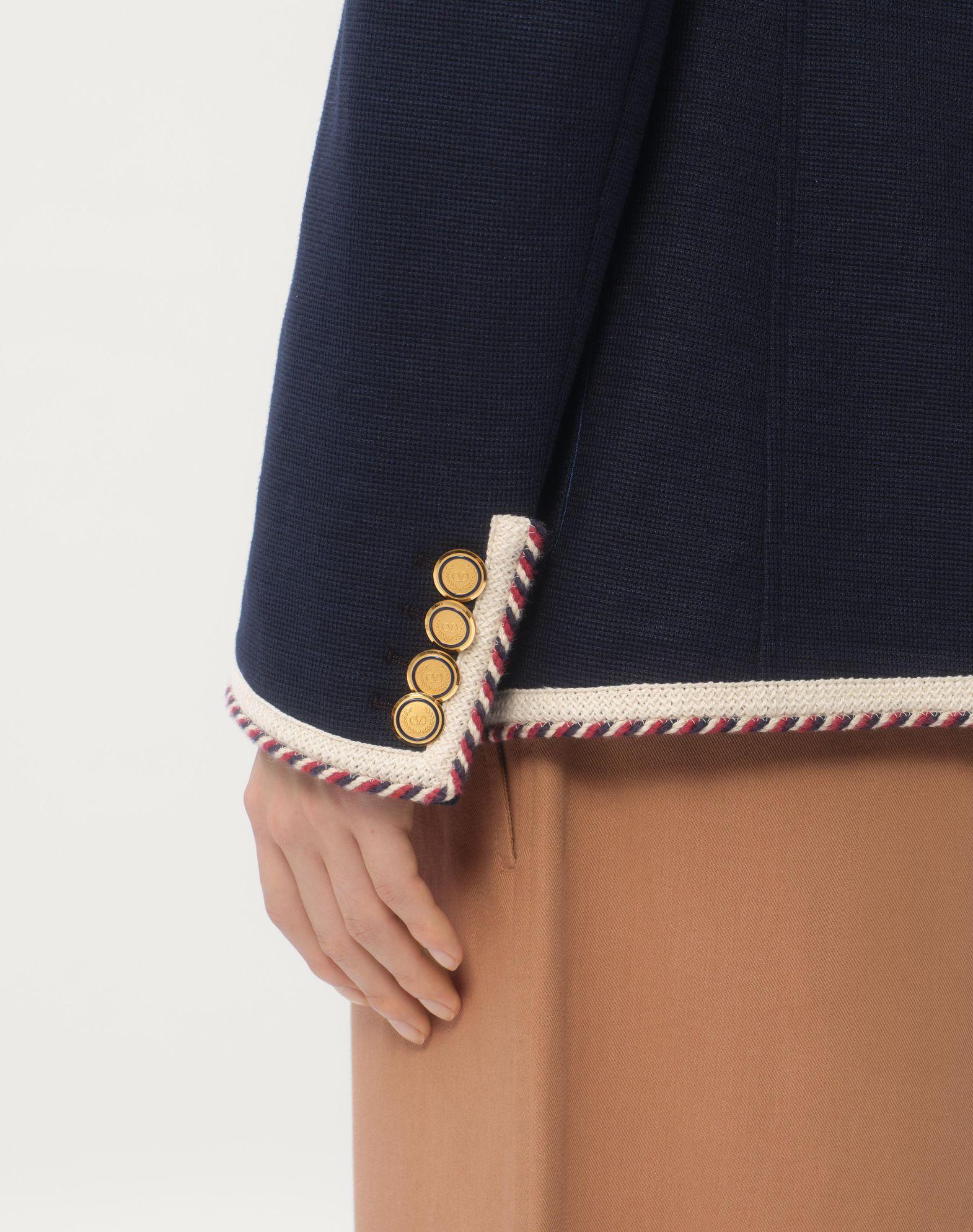 Single-Breasted Jersey Cotton Jacket With Torchon Piping Product Image