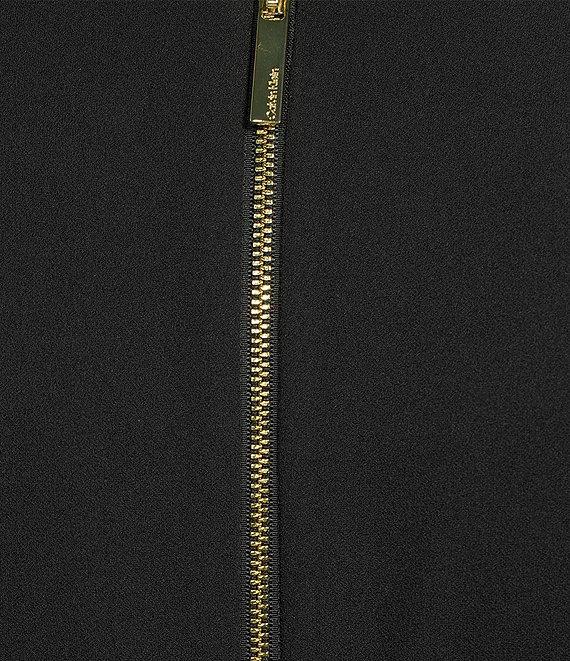 Calvin Klein Short Pleated Sleeve Crew Neck Sheath Dress Product Image