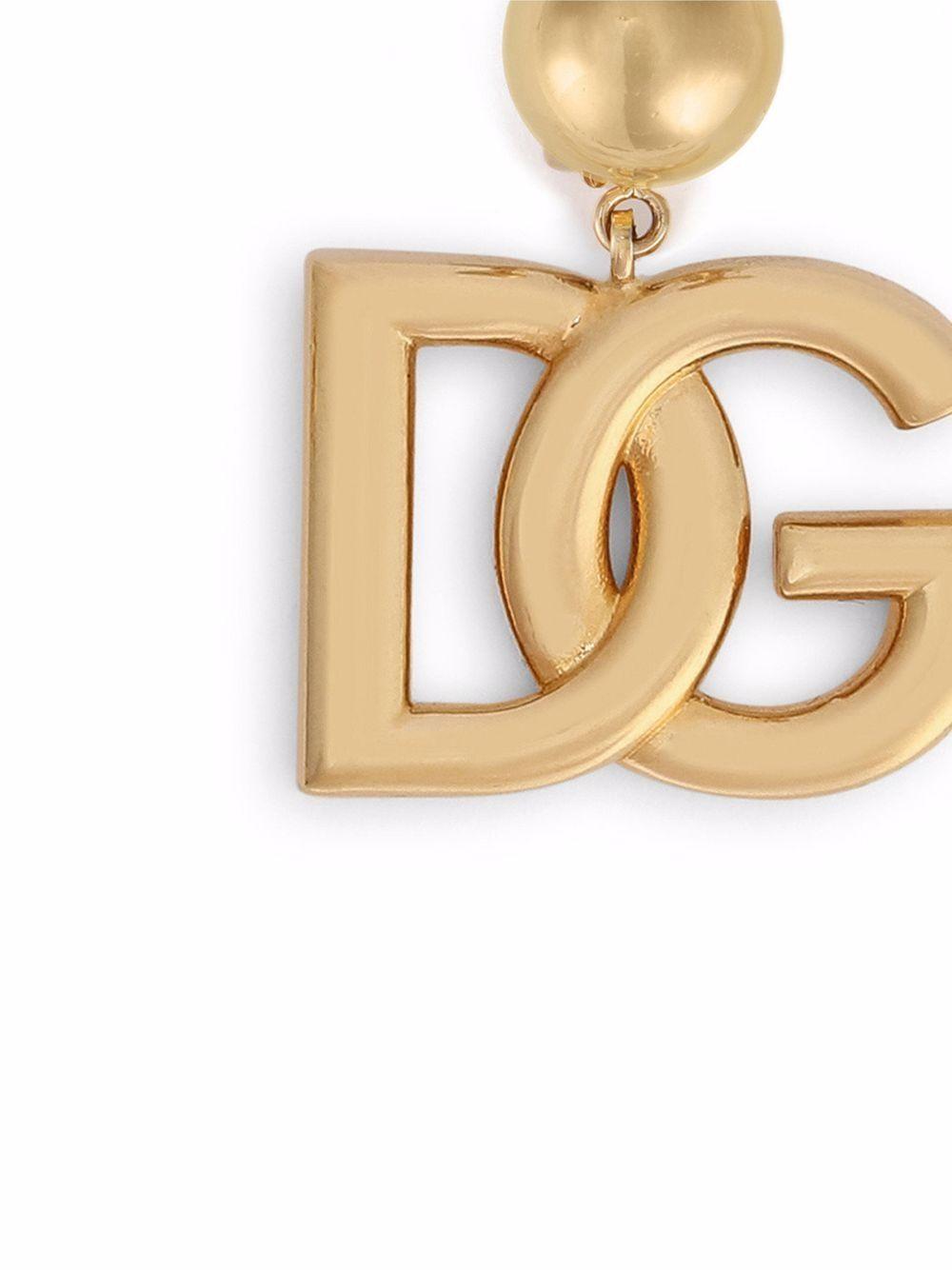 DOLCE & GABBANA Gold-tone Clip-on Earrings With Dg Interlocking Logo In Brass Woman In Grey Product Image