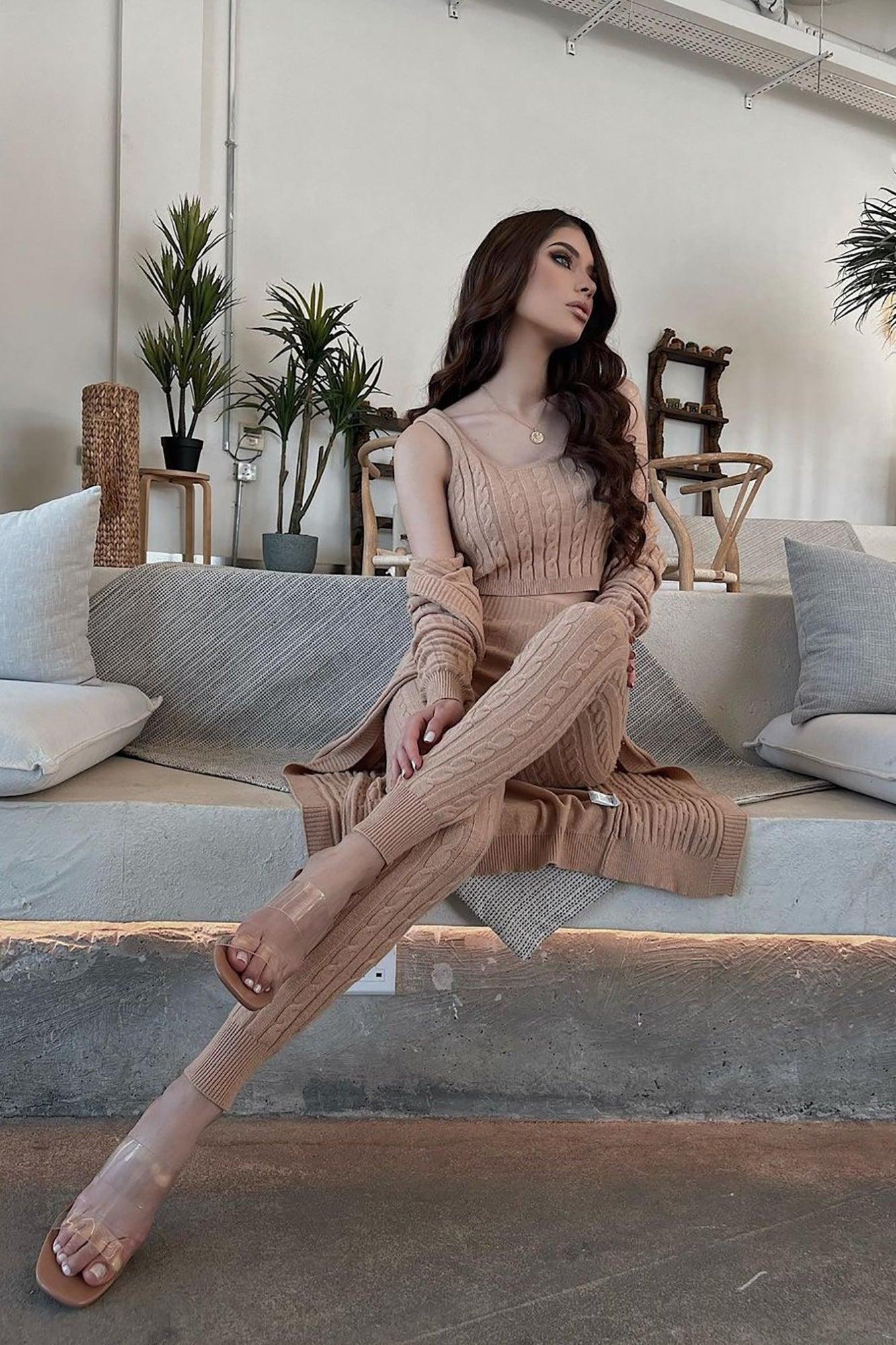 The Best You Had 3 Piece Sweater Legging Set - Beige Female Product Image