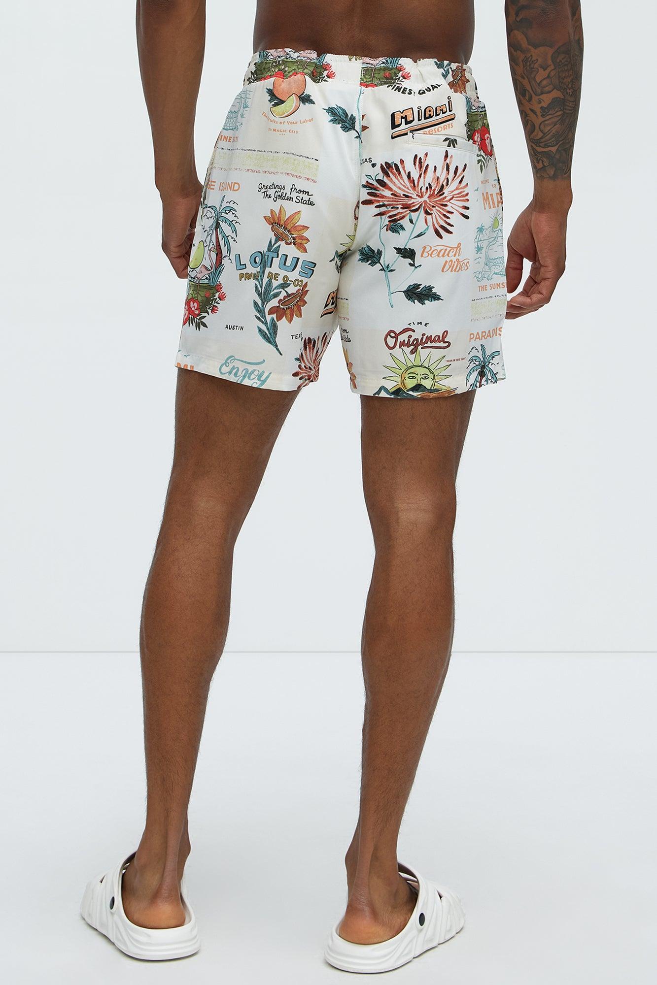 Island Paradise Swim Mid Trunk - Tan/Multi Product Image