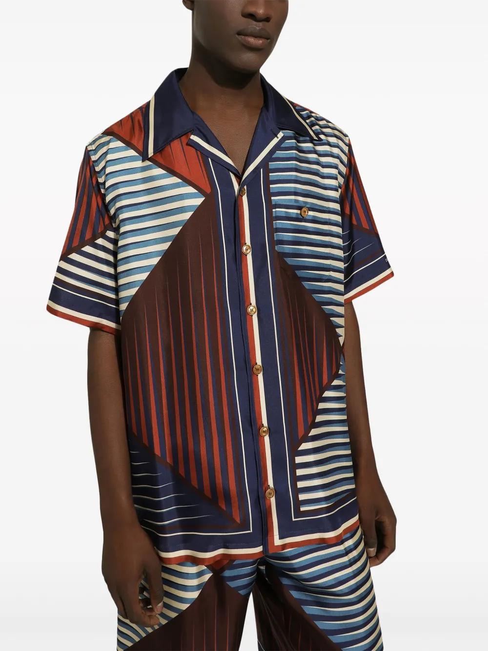 geometric-print silk shirt Product Image