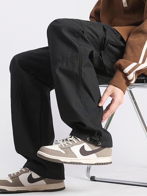 Men's Plain Casual Straight Cargo Pants Product Image