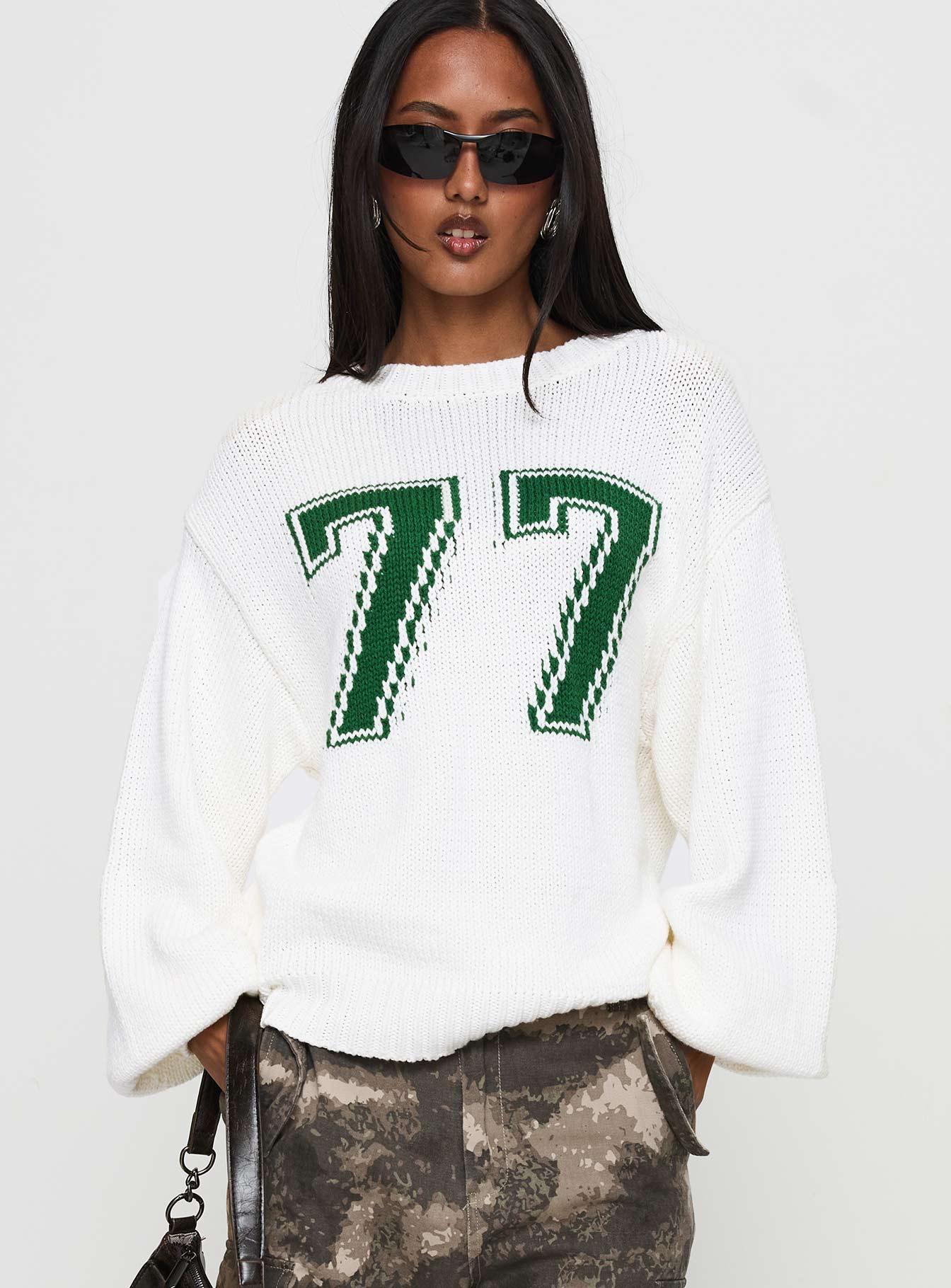 Summer 77 Knit Sweater White / Green Product Image