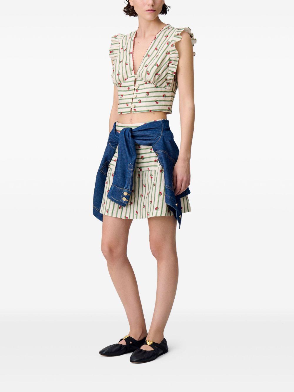 printed ruffle-trim top Product Image