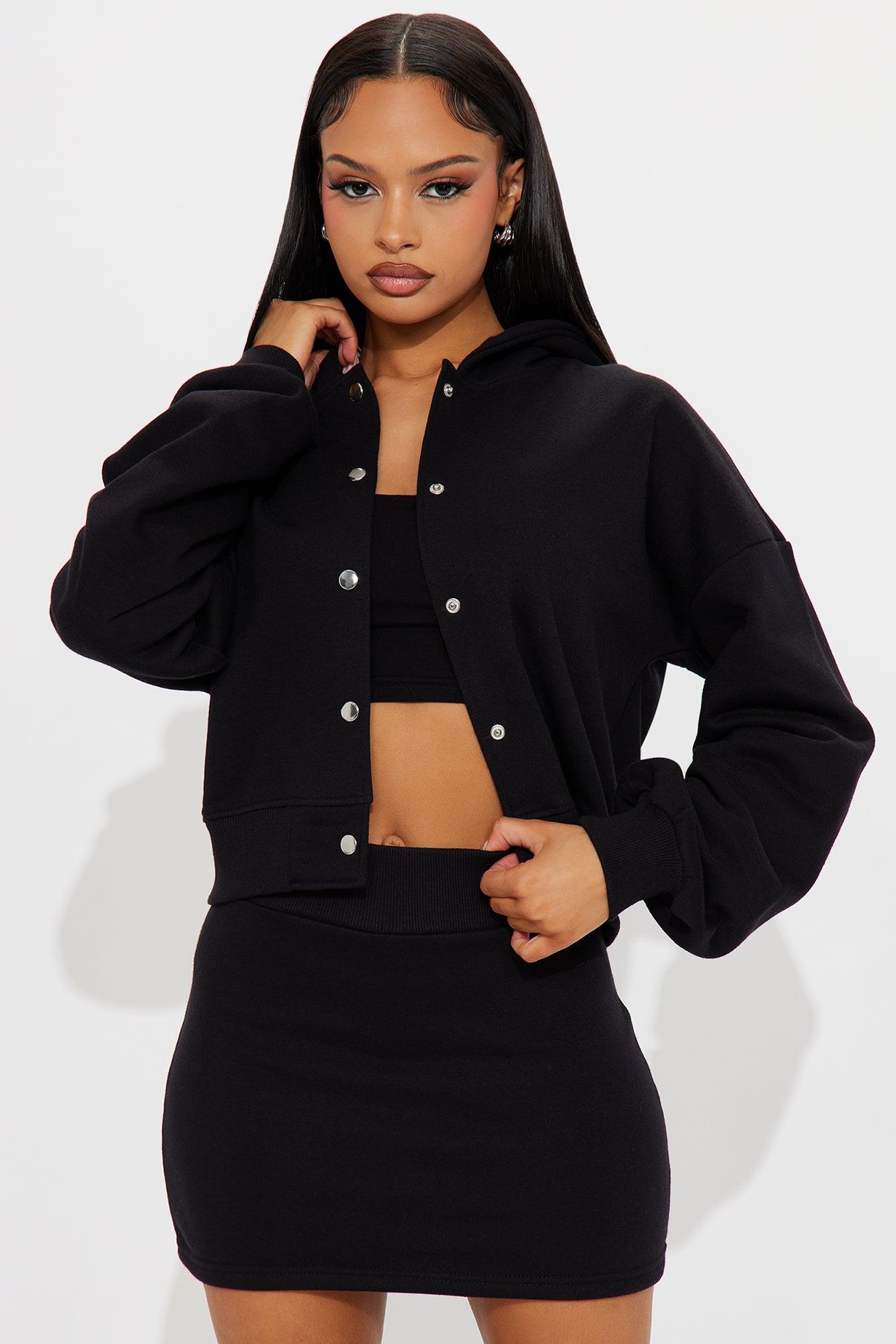 Cloudy Day Lounge Mini Skirt Set - Black Product Image