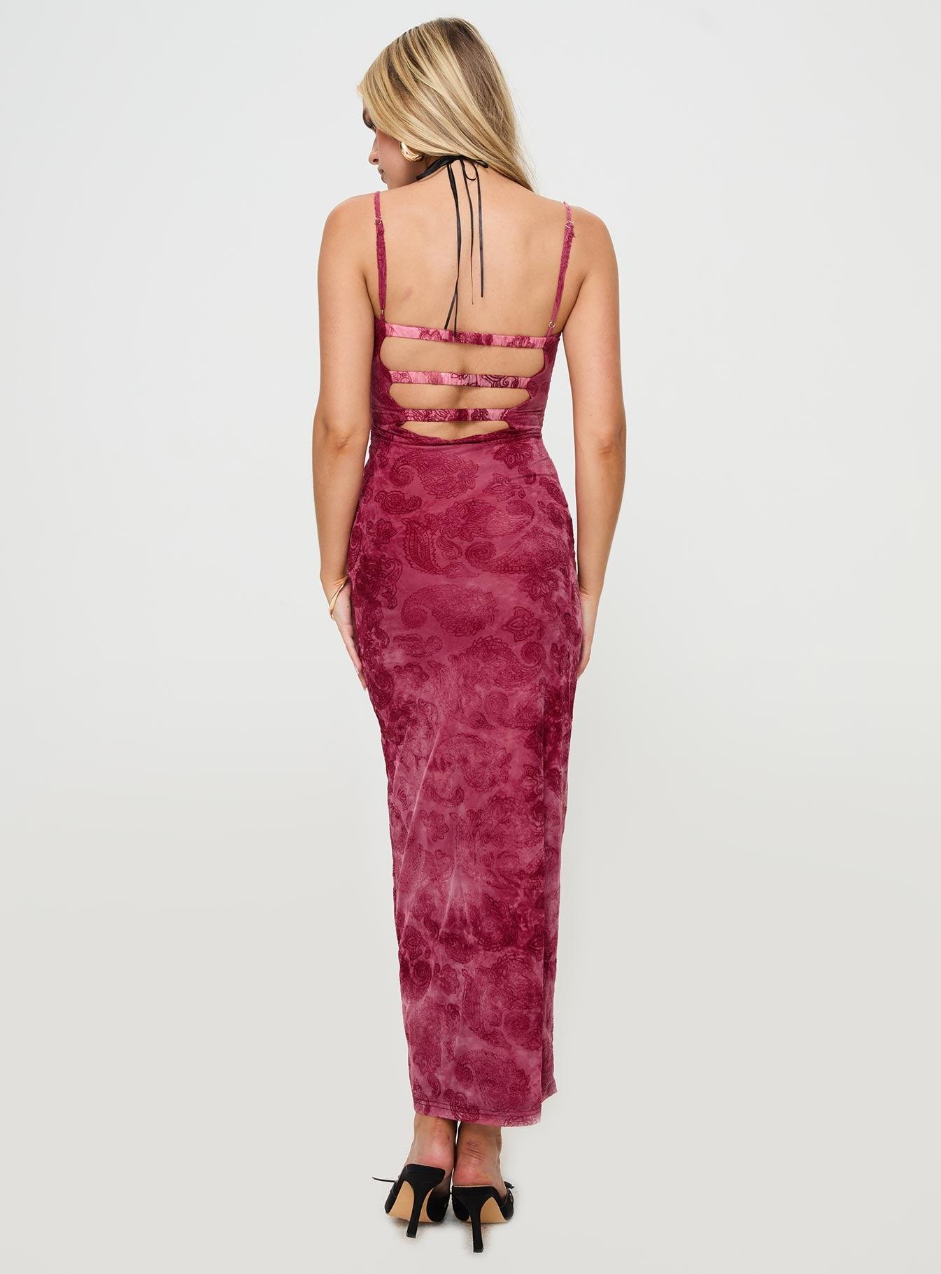 Orla Paisley Maxi Dress Burgundy Product Image