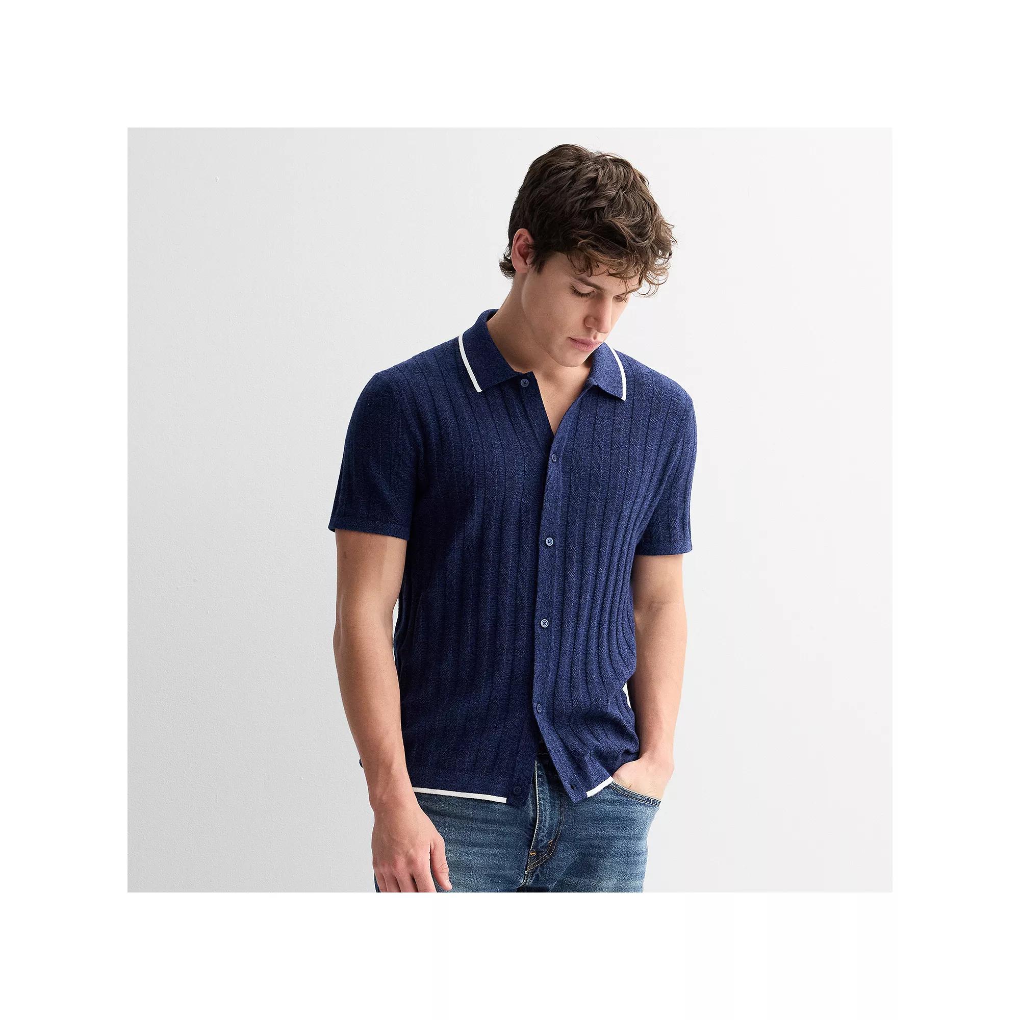 Men's Apt. 9 Textured Stripes Knitted Sweater, Size: XL, Blue Marl Product Image