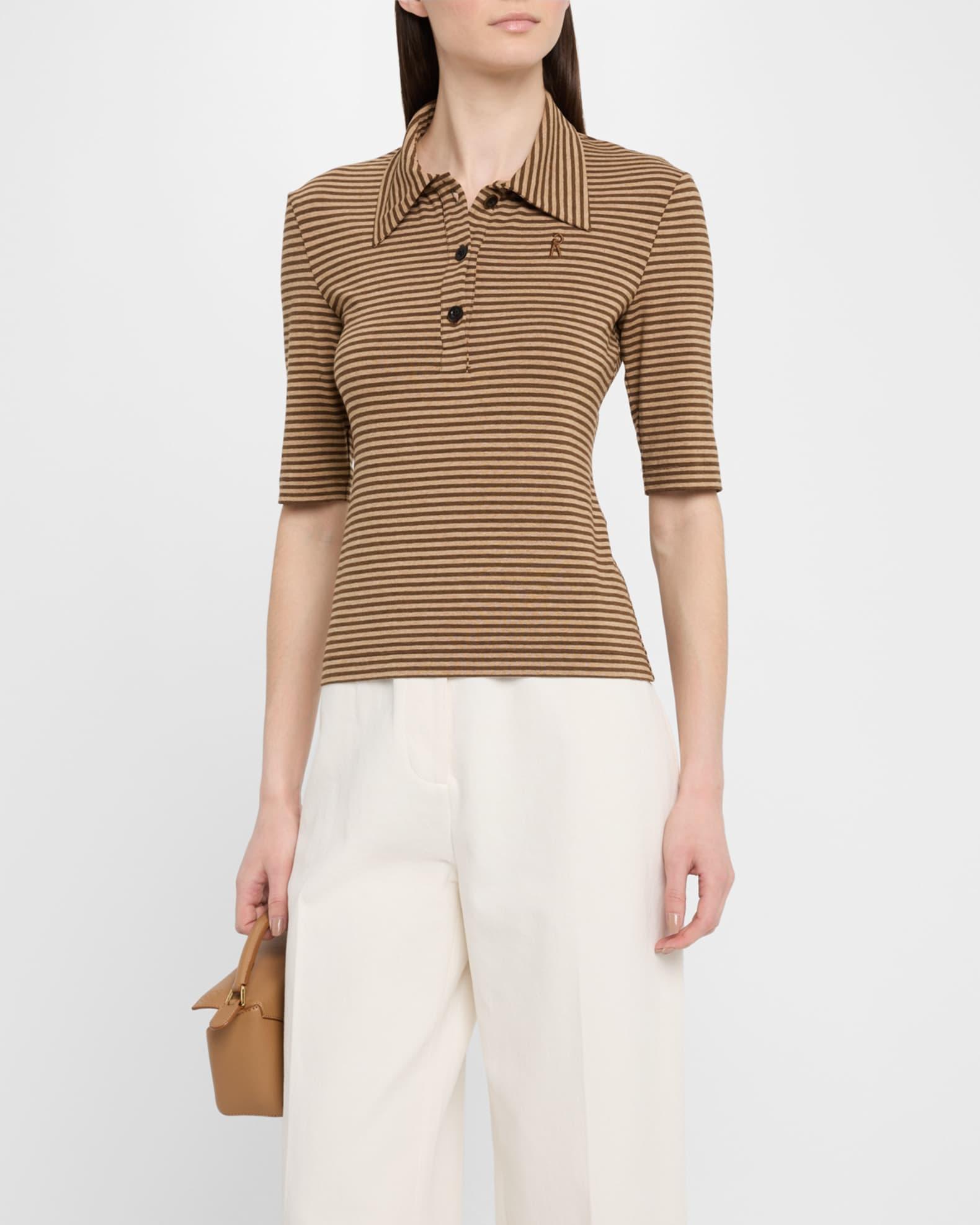 Striped Short-Sleeve Polo Shirt Product Image