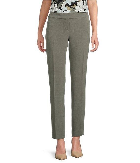 Kasper Crepe Fly Front Slim Leg Pants Product Image