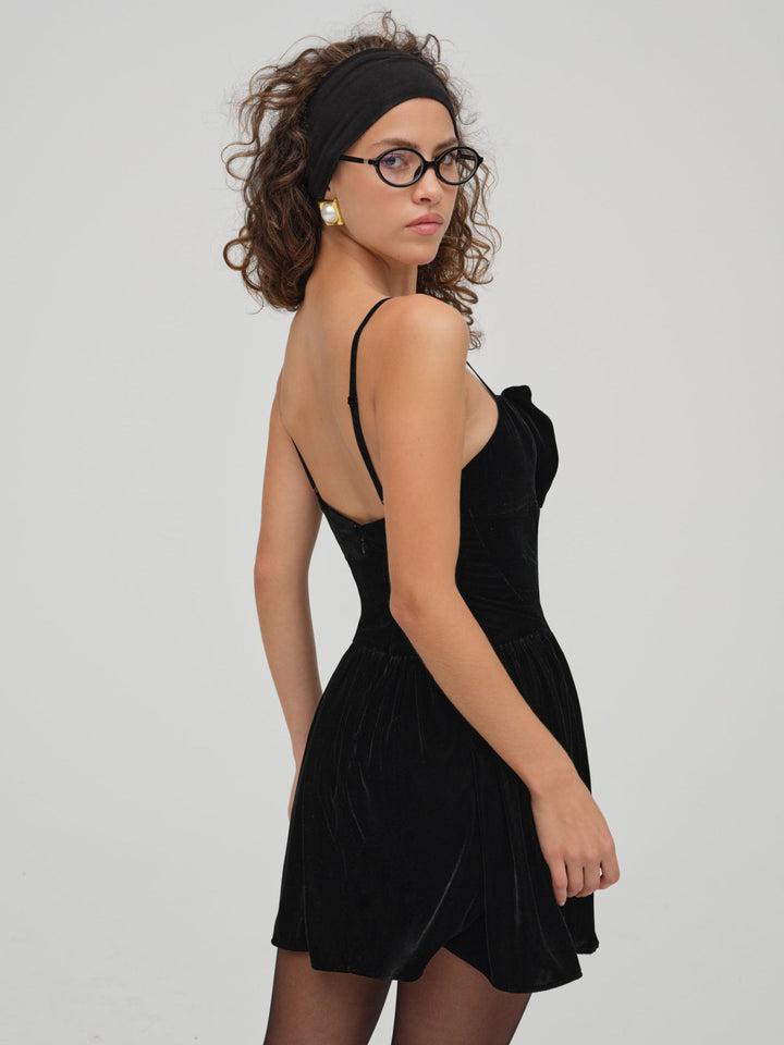 Martini Velvet Mini Dress — Black Product Image