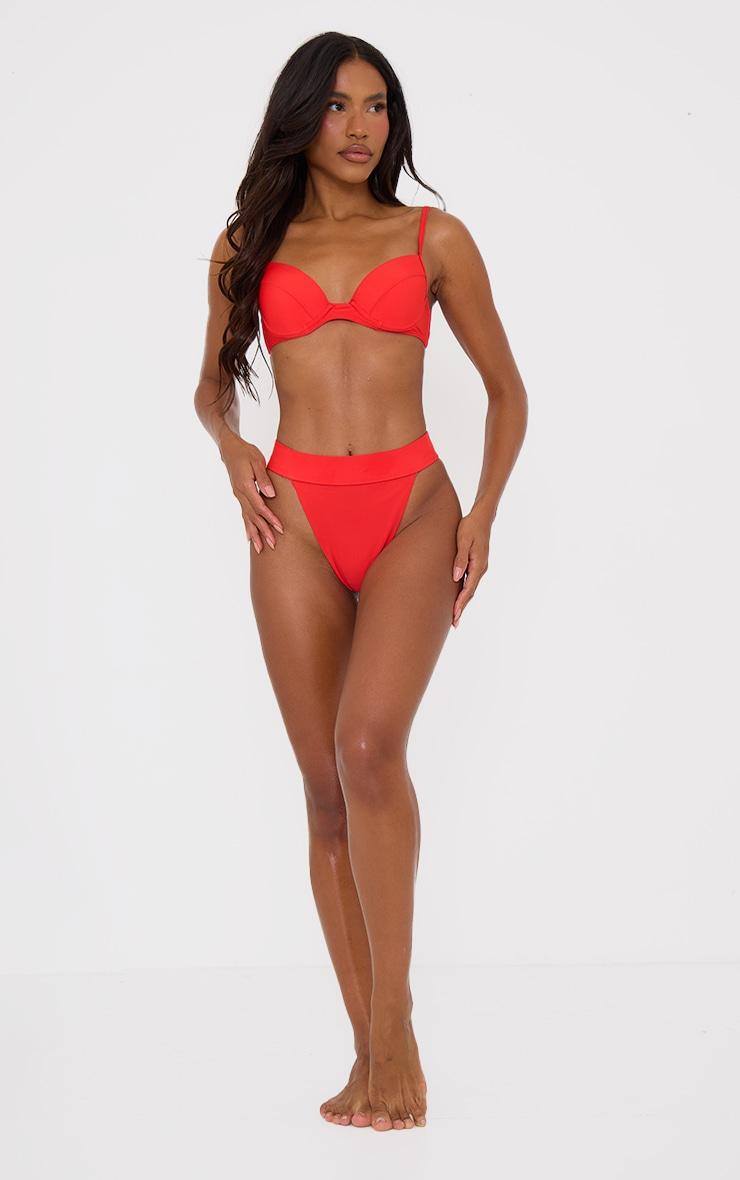 Red Push Up Cupped Underwired Mix & Match Bikini Top Product Image