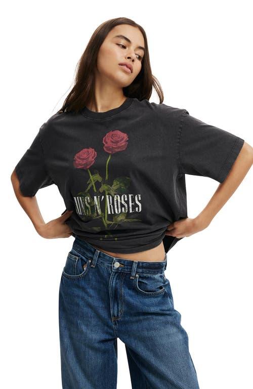 Cotton On Women's The Lcn Music Boxy Graphic Tee in Guns N Roses  Washed Black at Nordstrom, Size Small Product Image